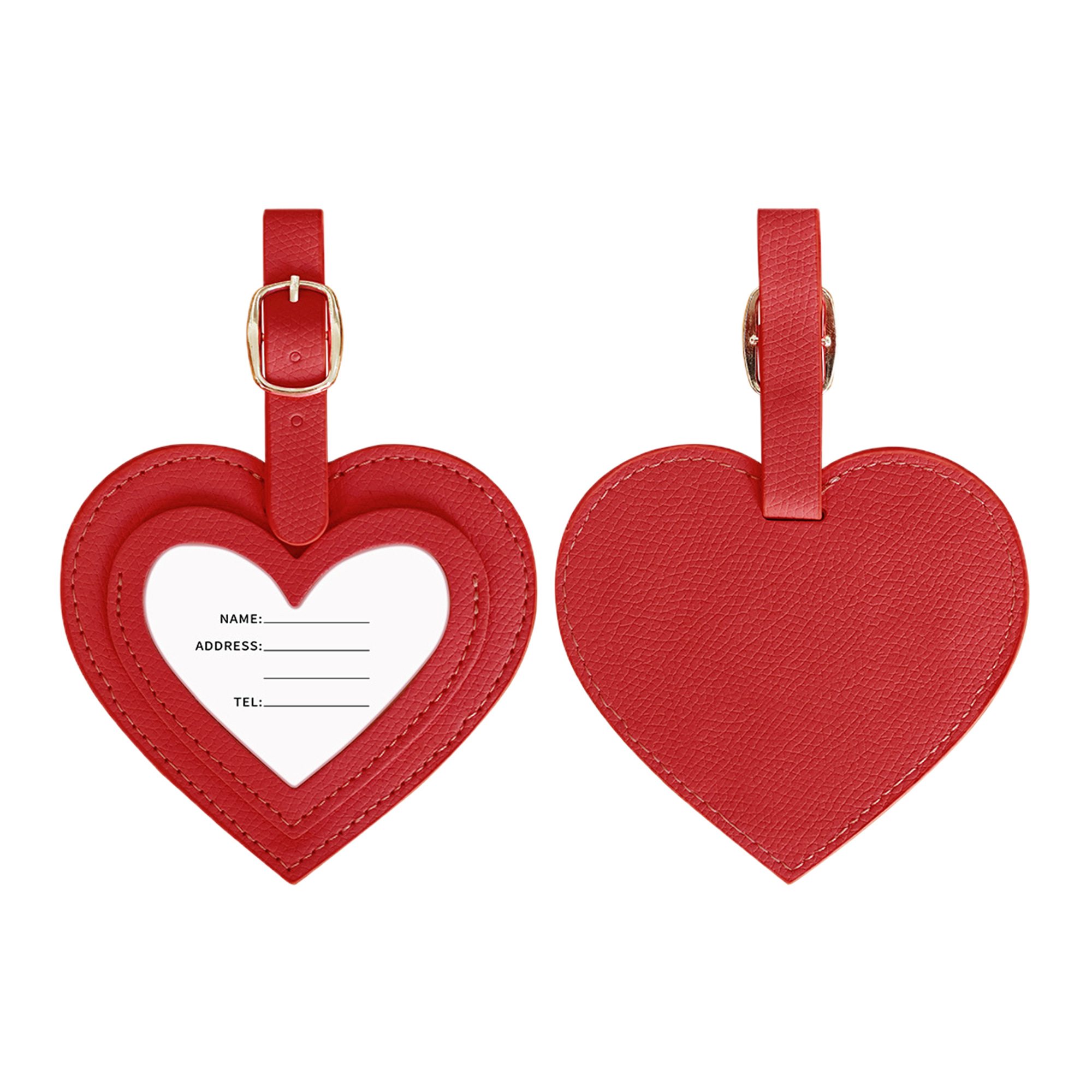 Heart-Shaped PU Luggage Tag - Durable 7