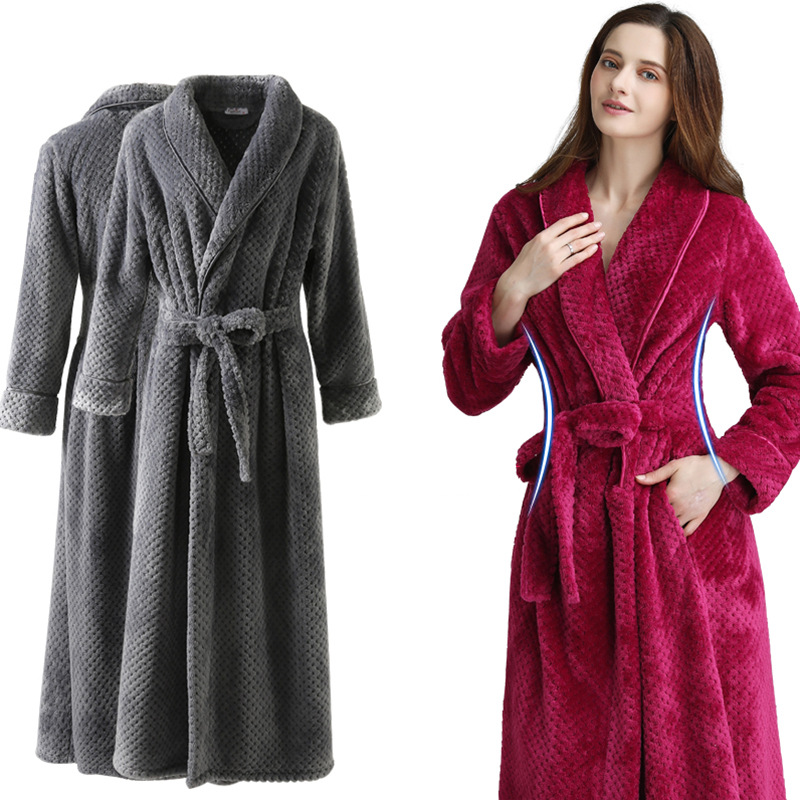 High Quality Breathable Women Men Fannel Warm Plush Robes 11