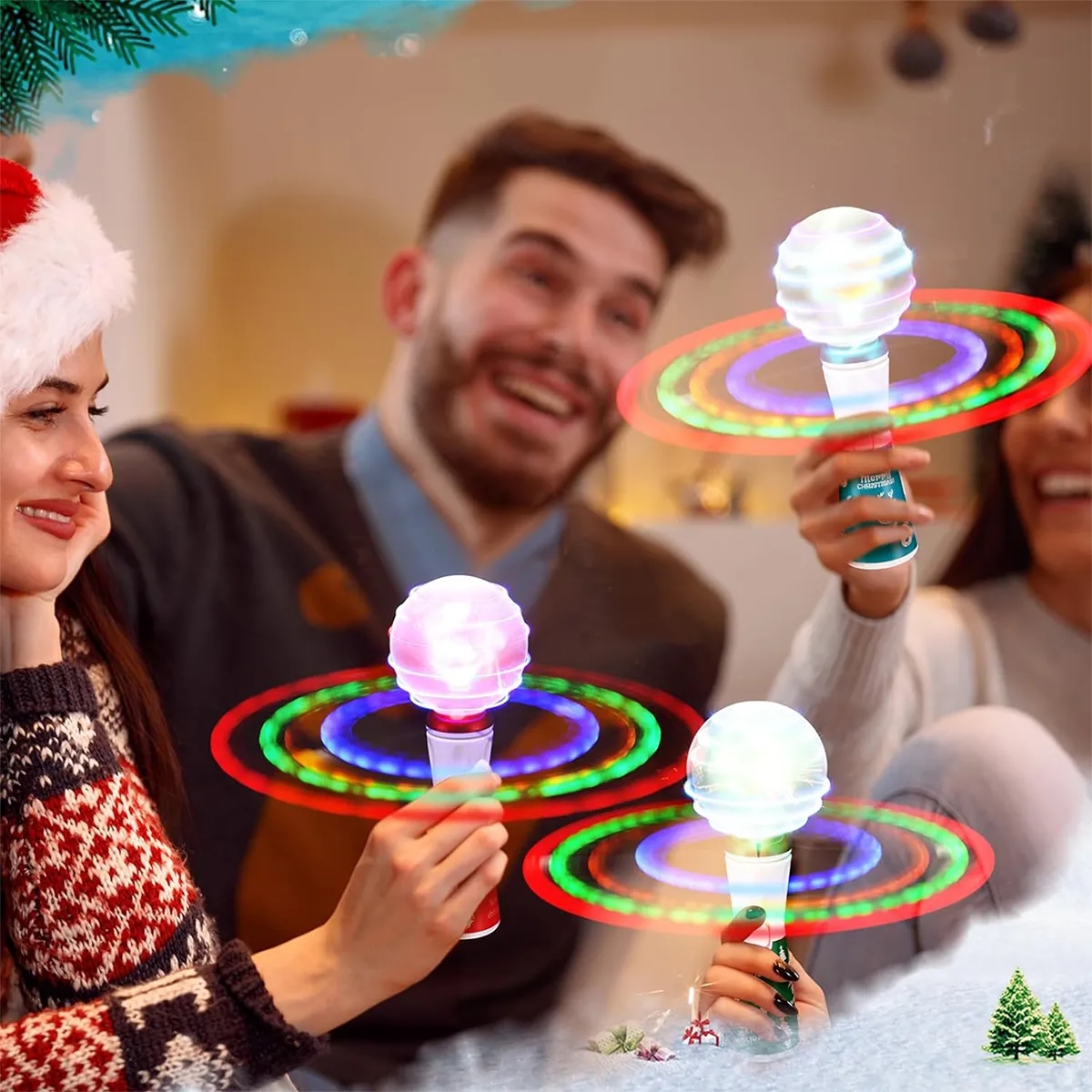 Custom LED Light Up Spinner Rotating Wand For Party Stadium 4