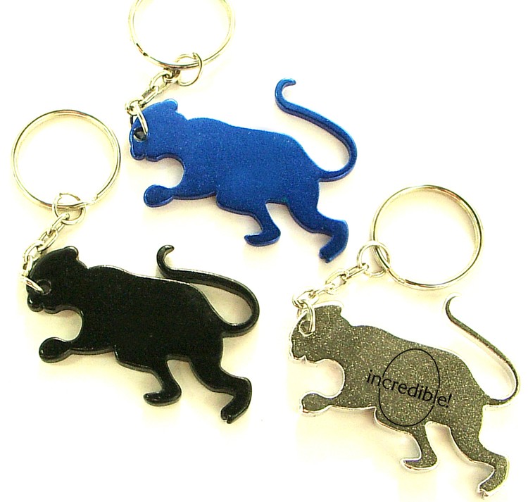 Monkey shape bottle opener with key chain.