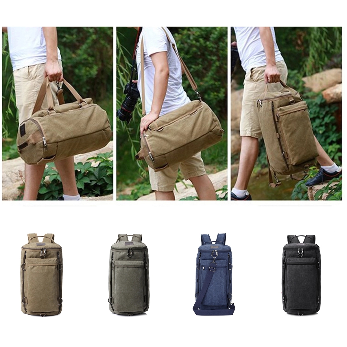 Oversized Heavy Duty Canvas Travel Duffel Backpack 3