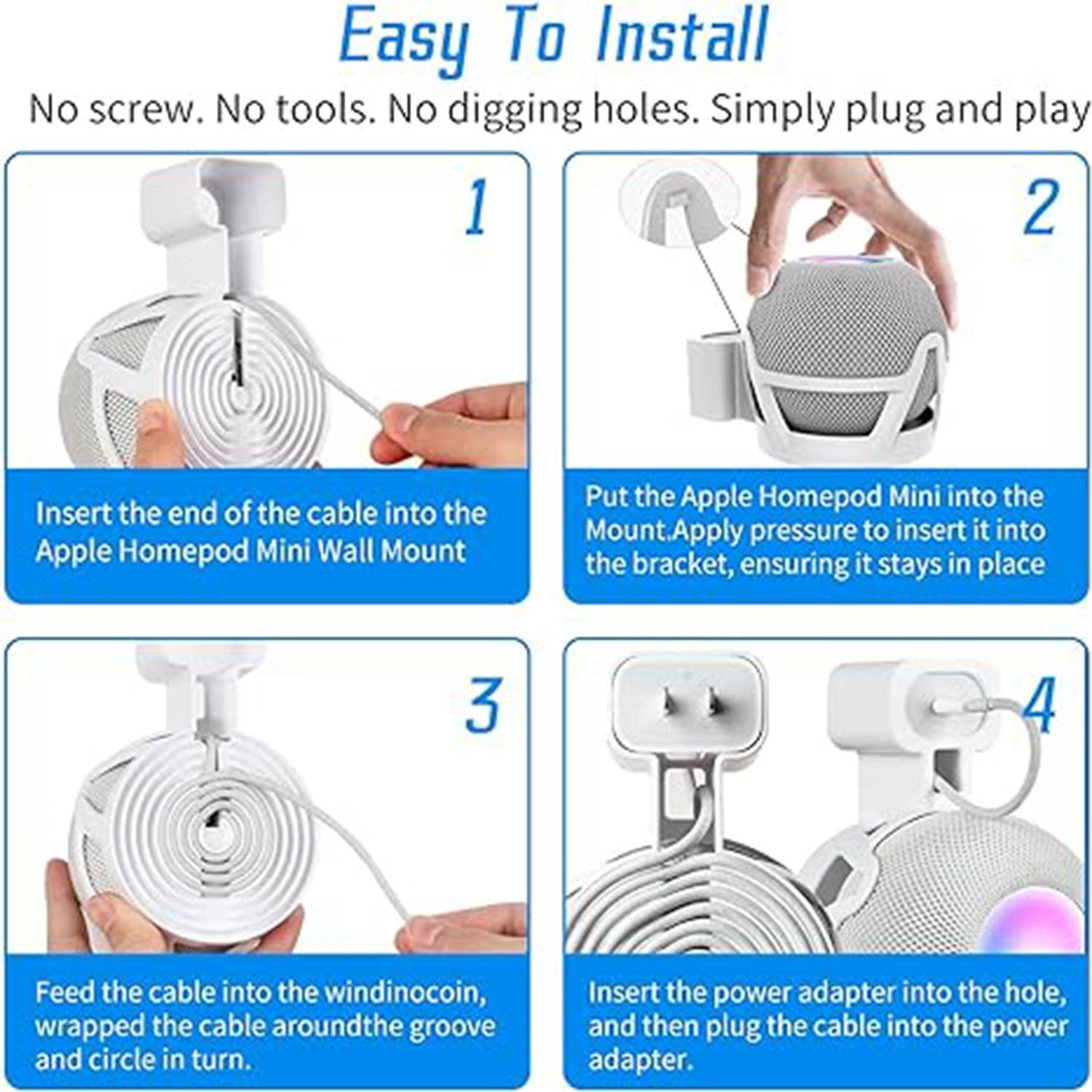 Apple Homepod Mini Wall Mount Holder with Cord Management 6