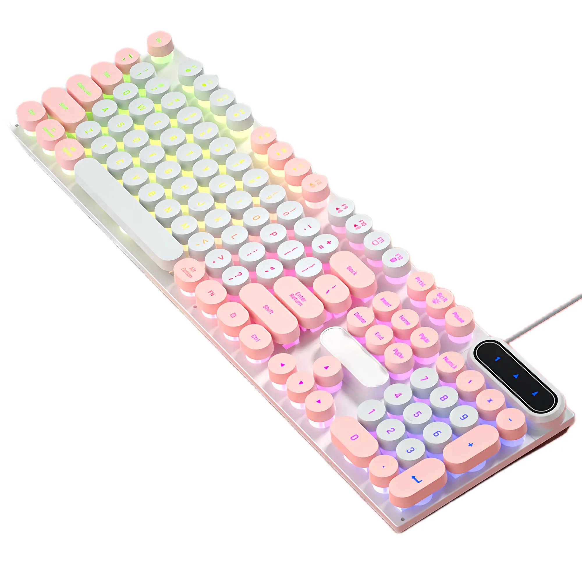 Colorblock Punk Wired Glowing Mechanical Feel Keyboard 5