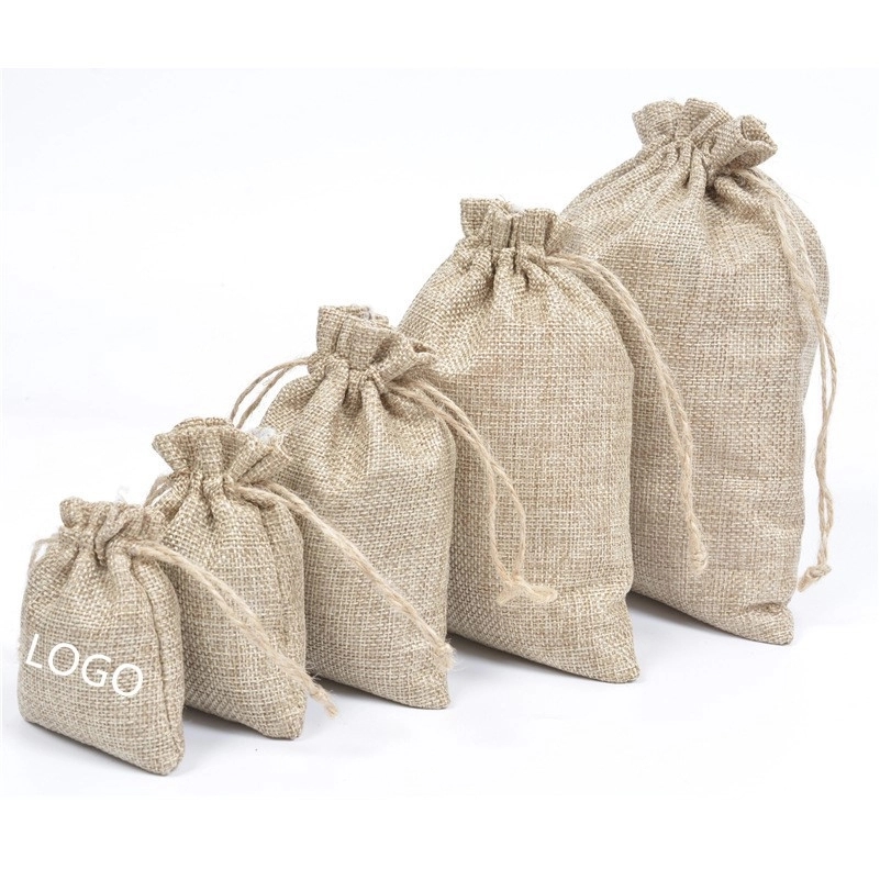 Custom Drawstring Linen Bag Jute Pouch 10