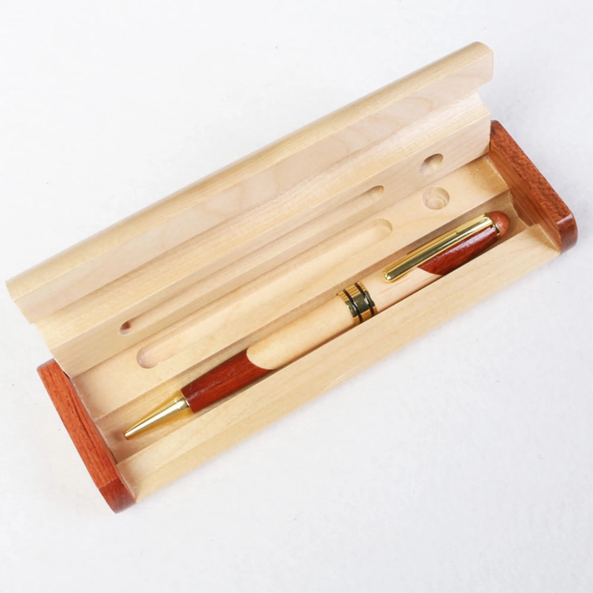 Inlaid Wood and Maple Pen & Business Card Holder Set 5