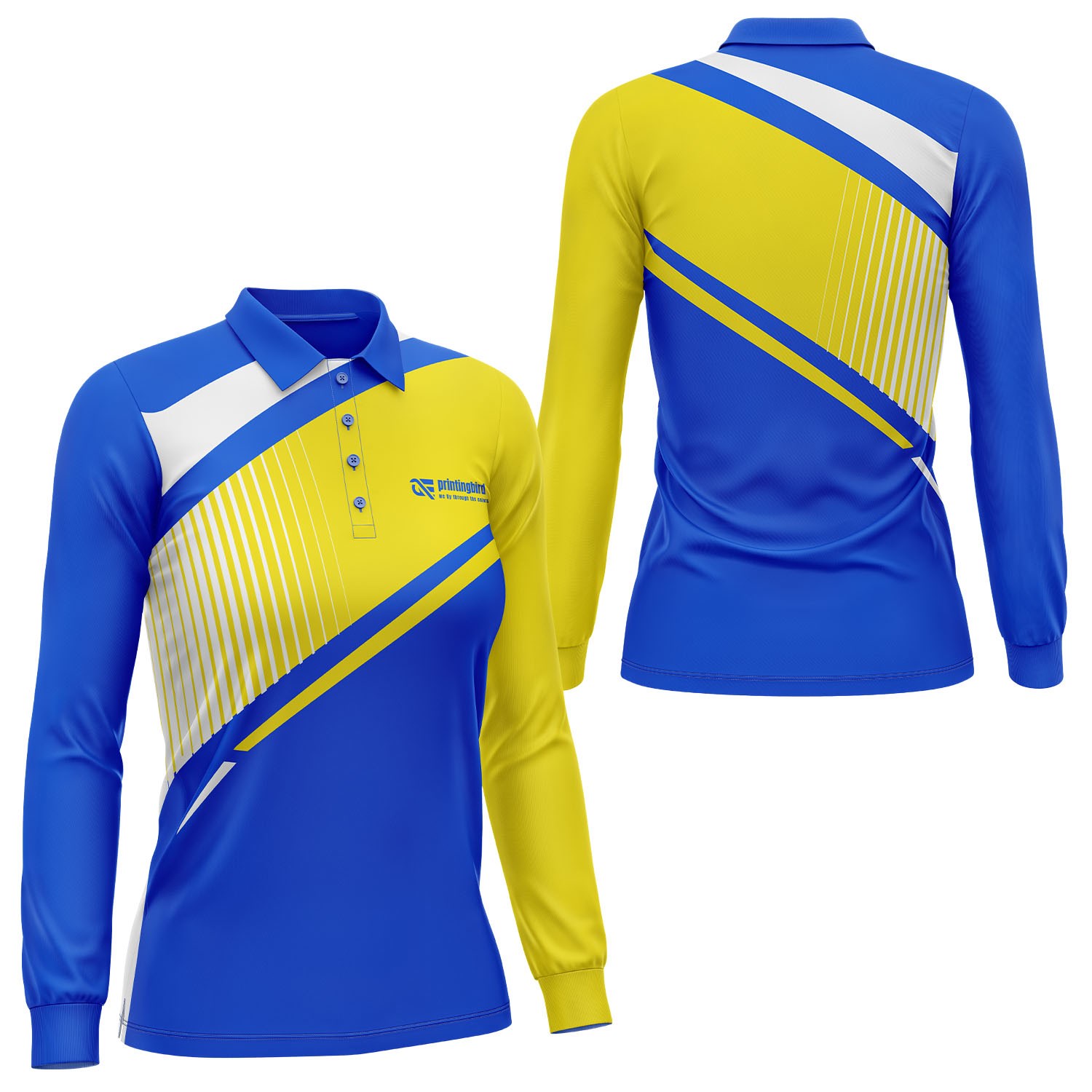 Women's 160 GSM delicate Brushed Milk Silk Sublimation Long Sleeve Polo Shirt 6