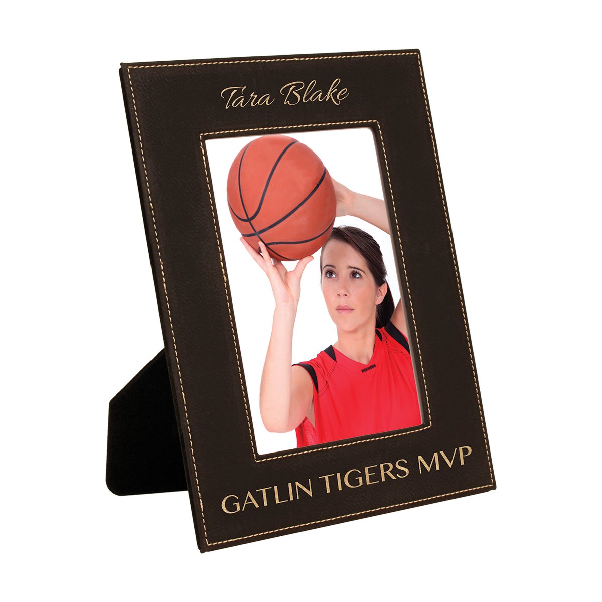 5" x 7" Black & Gold Leatherette Photo Frame