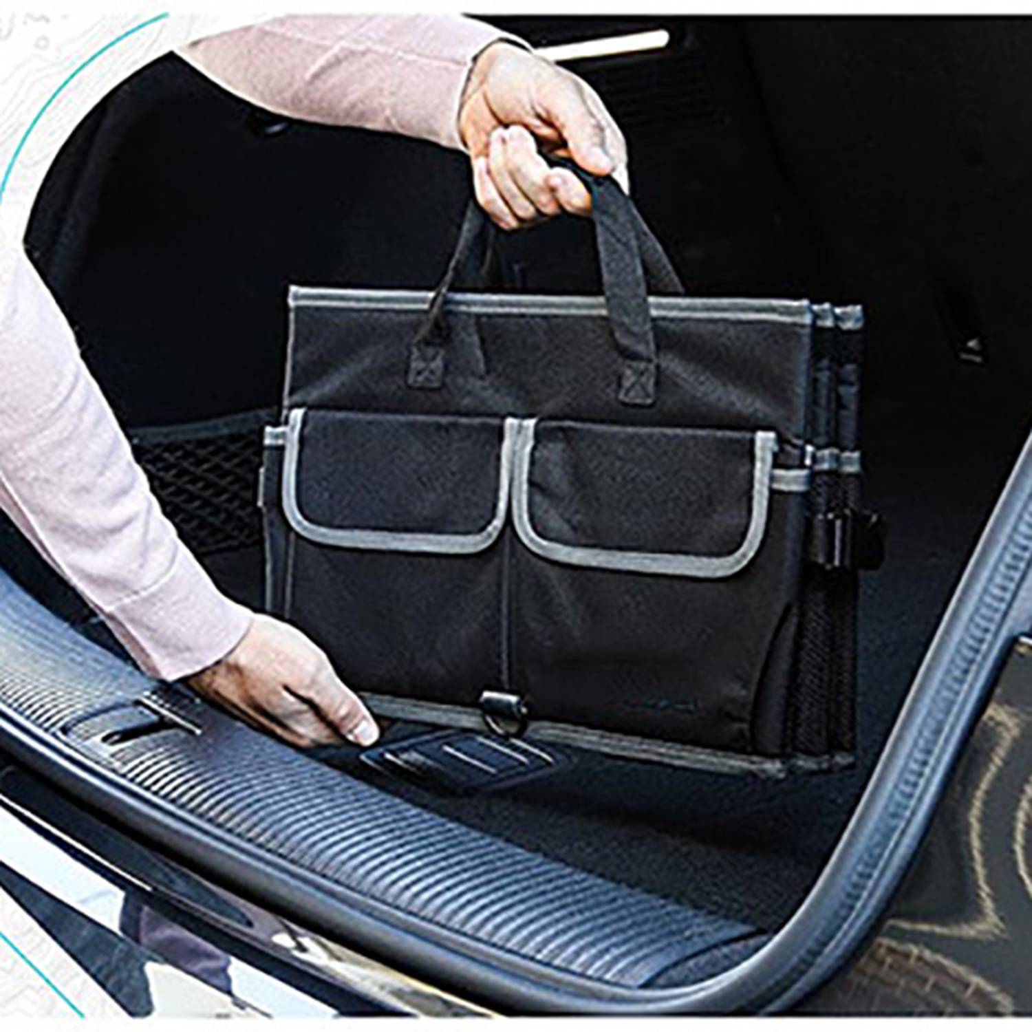 Collapsible Car Trunk Organizer W/ Multiple Compartments 5