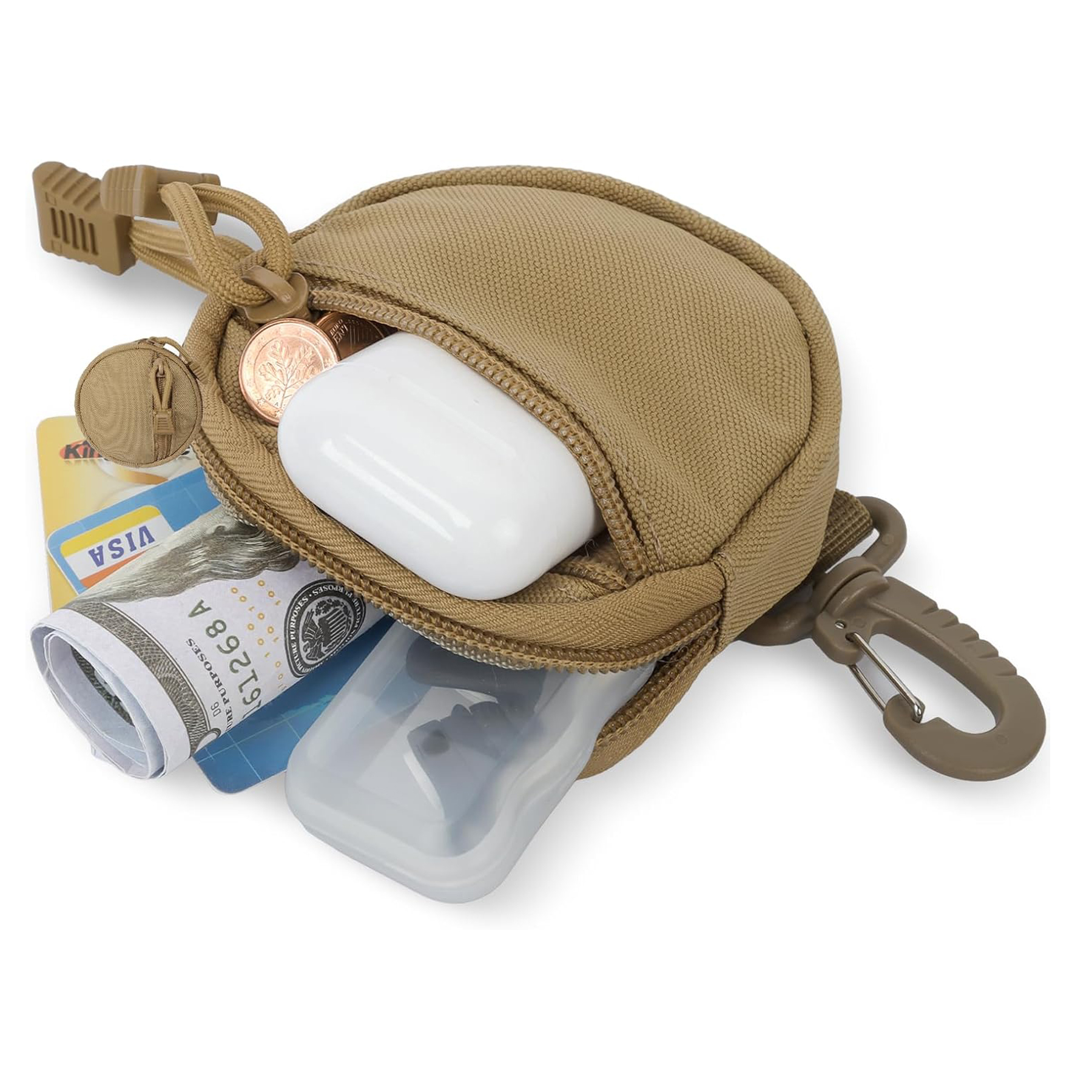 Round Zipper Coin Purse with Clip 6