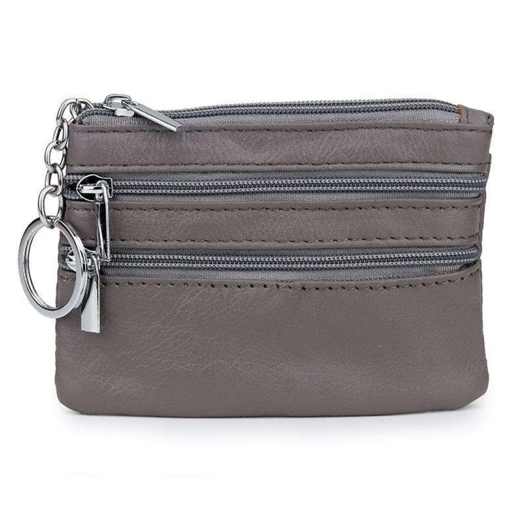 cowhide card money coin purses With Zipper Pocket 4