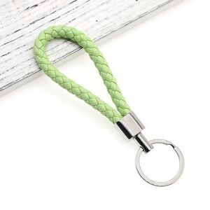 Chic Weaved PU Leather Keychain With Golden Buckle 35