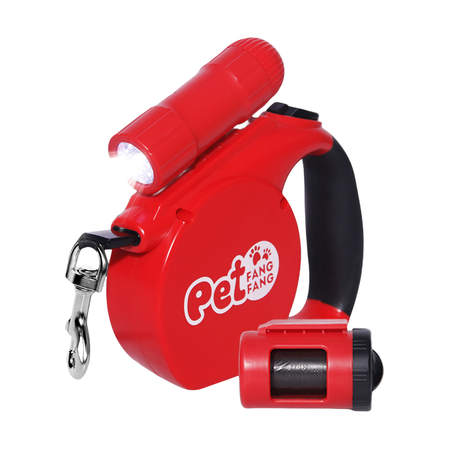 Retractable Dog Leash with Flashlight & Poop Bag Dispenser 5