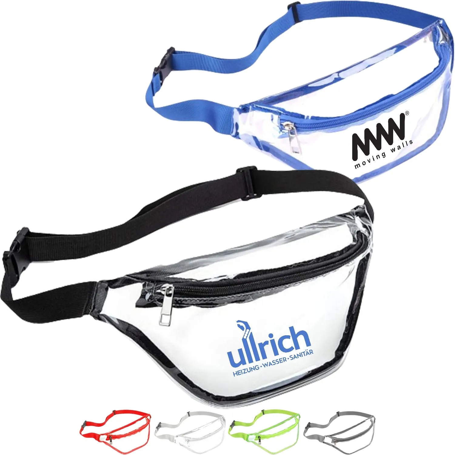 Clear Transparent PVC Fanny Pack Bag W/Zipper Pocket 6