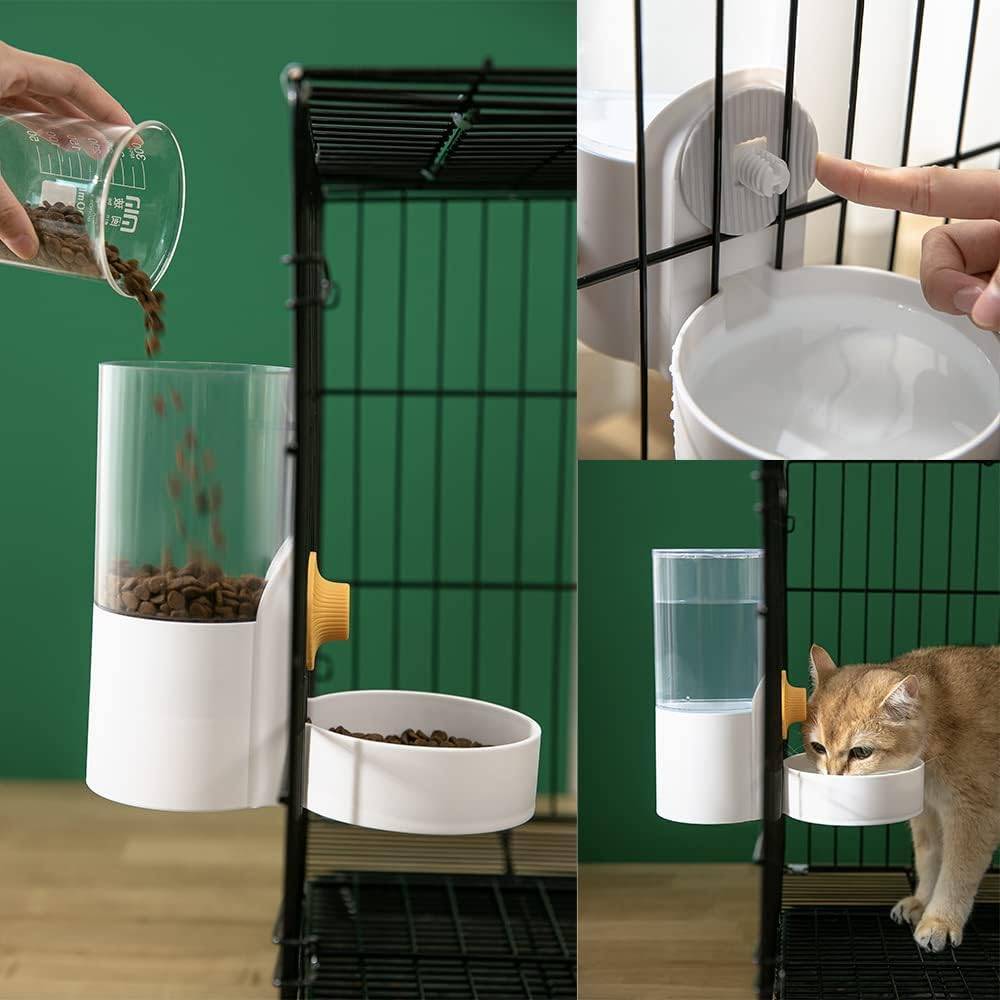 Cat Food and Water Feeder Dispenser Set 4