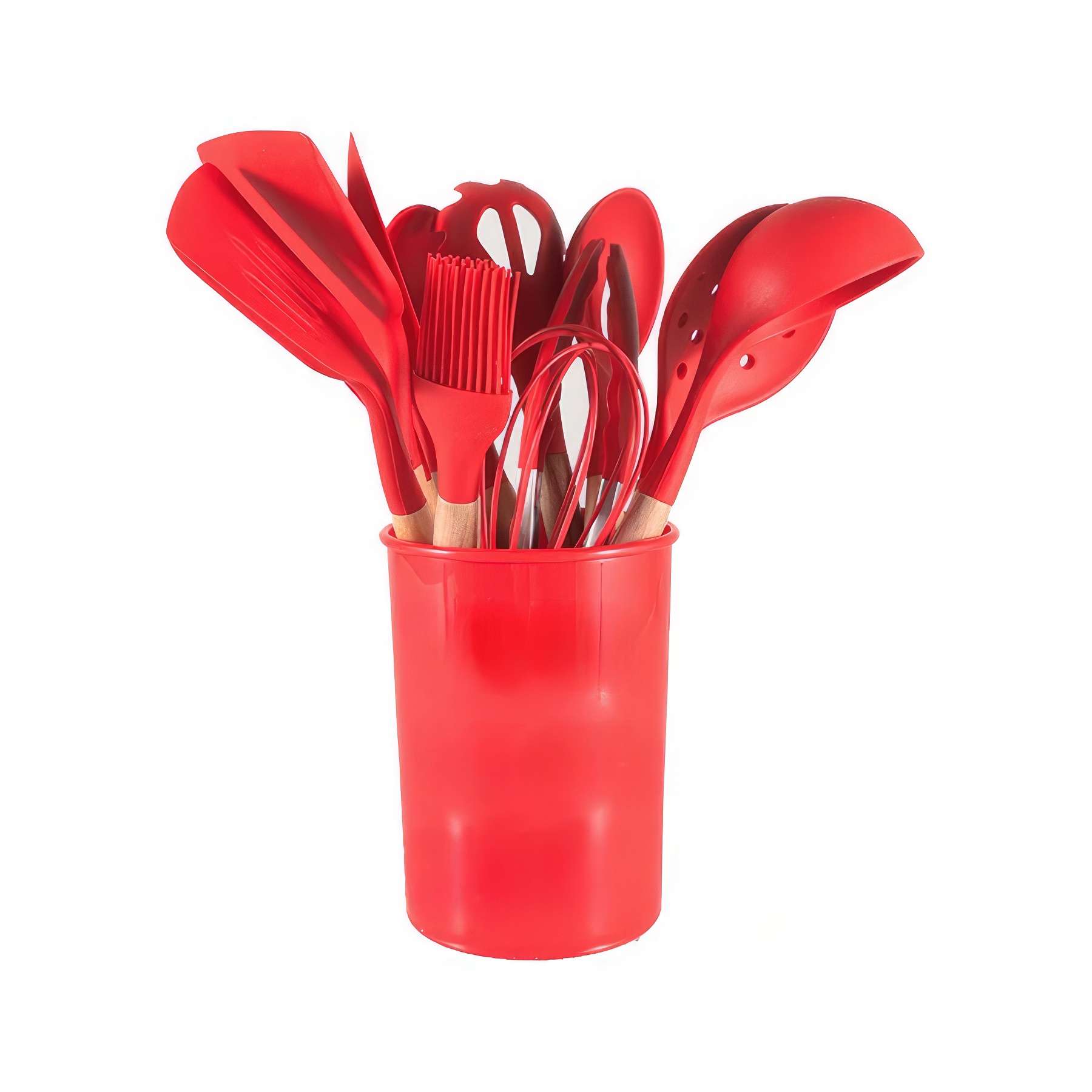 Custom Wooden Handle Silicone Kitchen Utensil Set - 12pcs 2