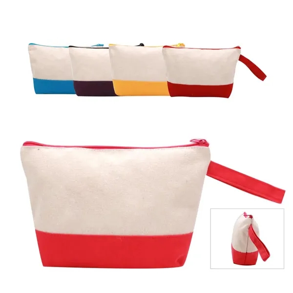 Natural Two-Tone Cotton Canvas Cosmetic Bag 7