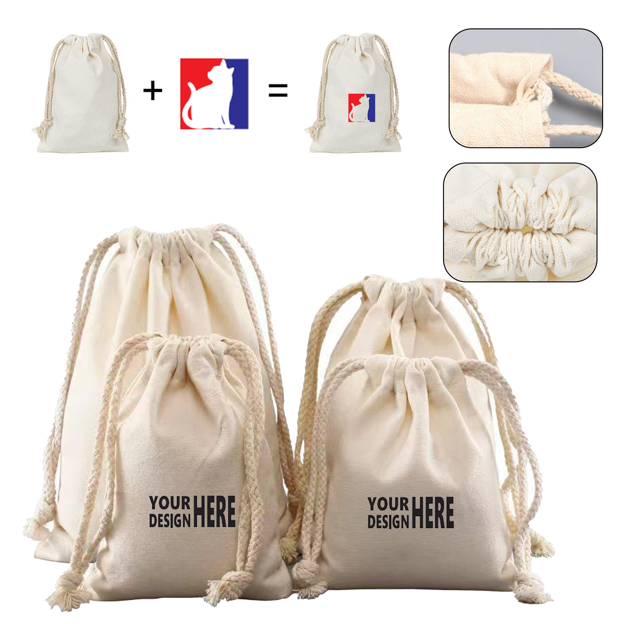 Canvas Bag With Adjustable Drawcord Storage Pouch 5