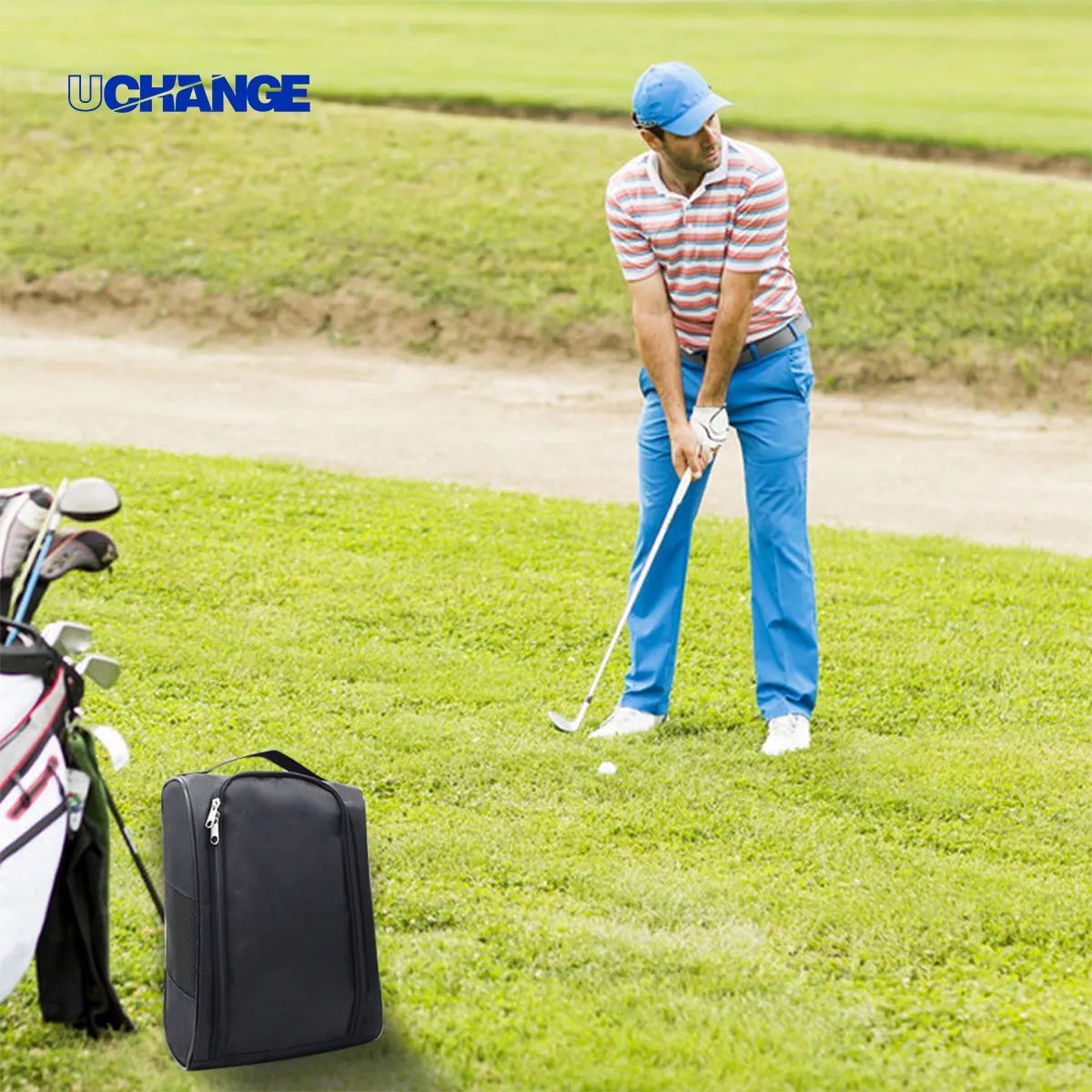 Ventilated Golf Shoe Bag With Mesh Panel & Handle 5