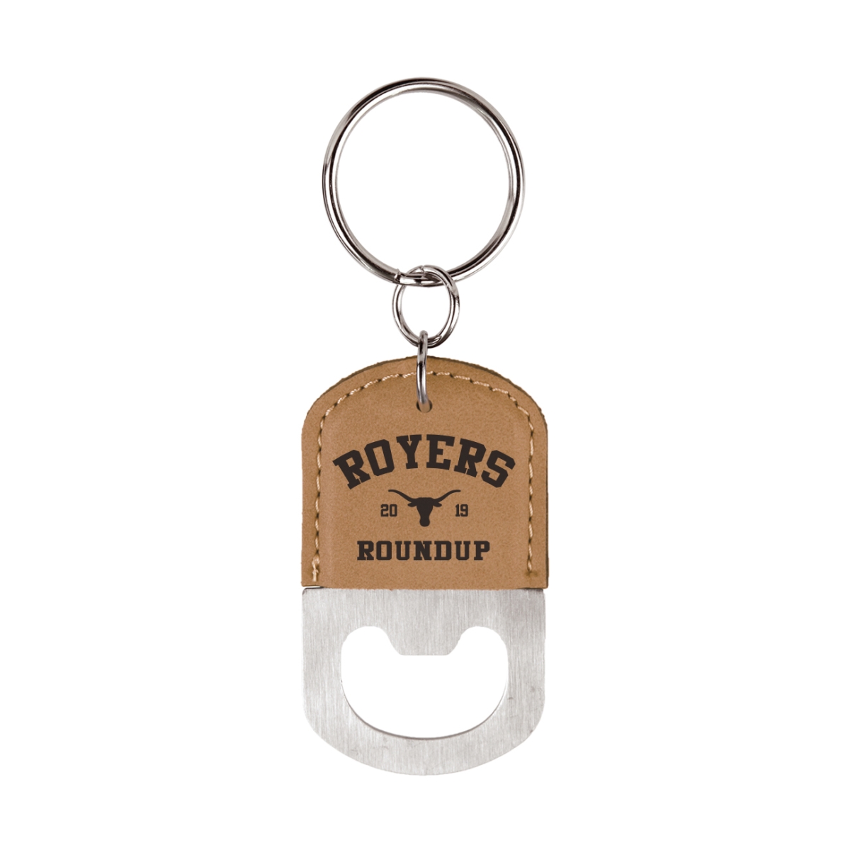 Laser Engraved Leatherette Key Tag with Bottle Opener Oval (2.5"x1.5") 1