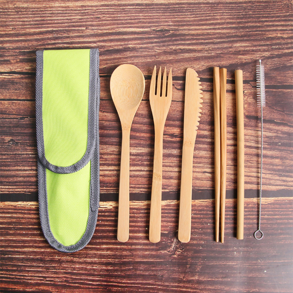 Bamboo Travel Tableware Set With Carrying Case 9