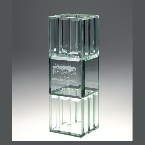 Jade Glass Trophy with Starlight Vase - Medium 2