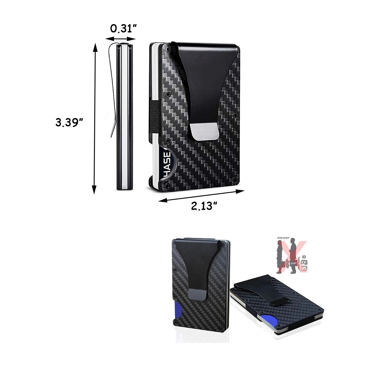Carbon Fiber Credit Card Holder with Metal Money Clip 4
