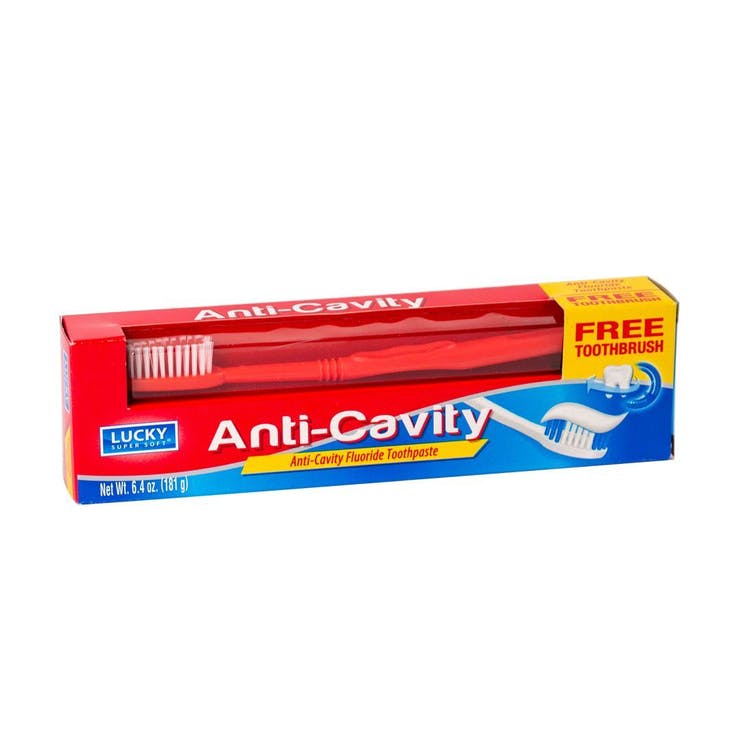 Anti-Cavity Toothpaste with Toothbrush - 6.4 oz Tube 2