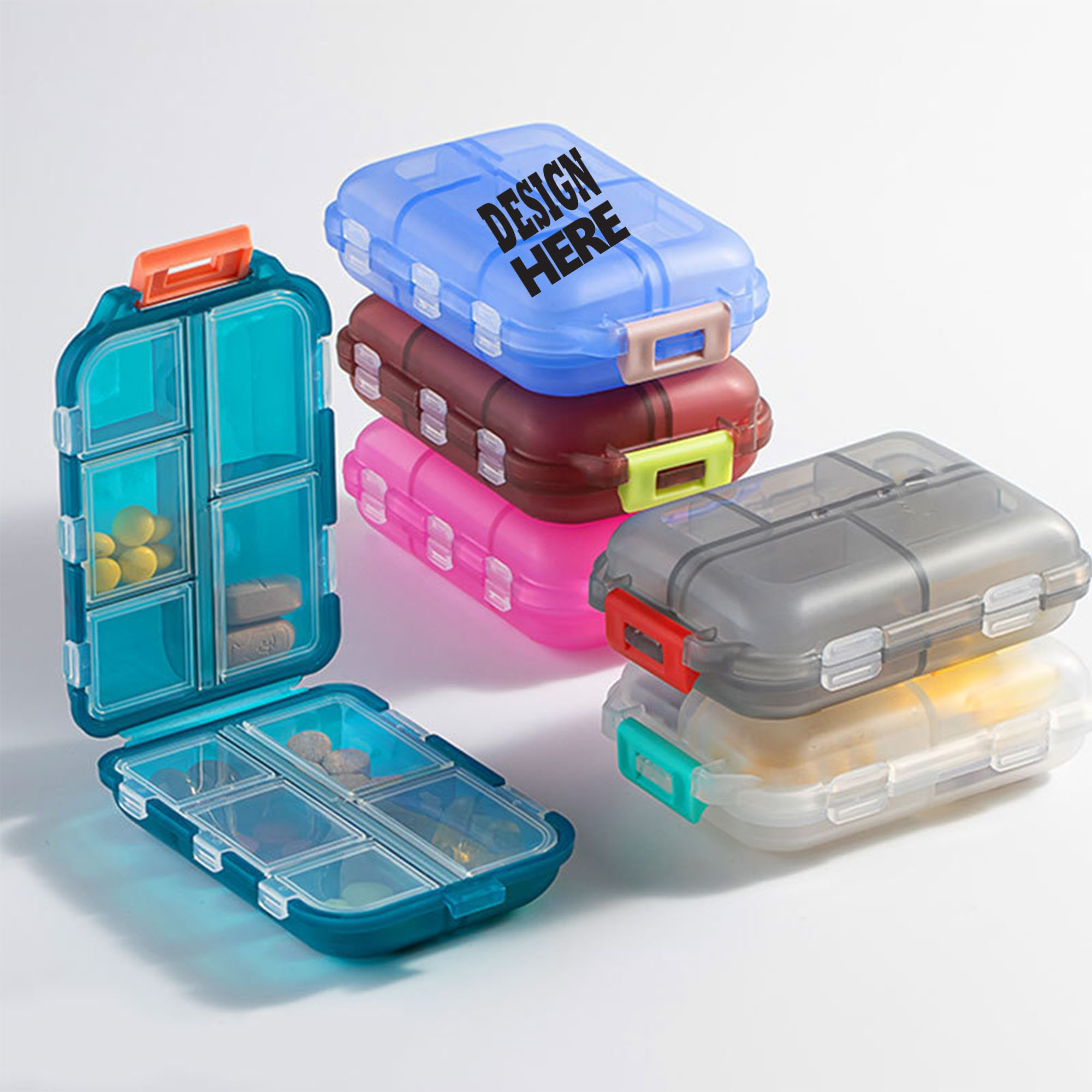 Double-Layer 10-Compartment Transparent Pill Organizer Box 1