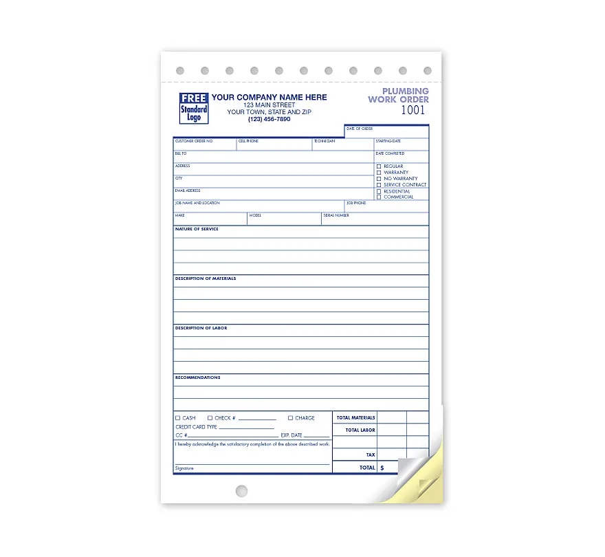 Plumbing Work Orders - Compact/Small 1