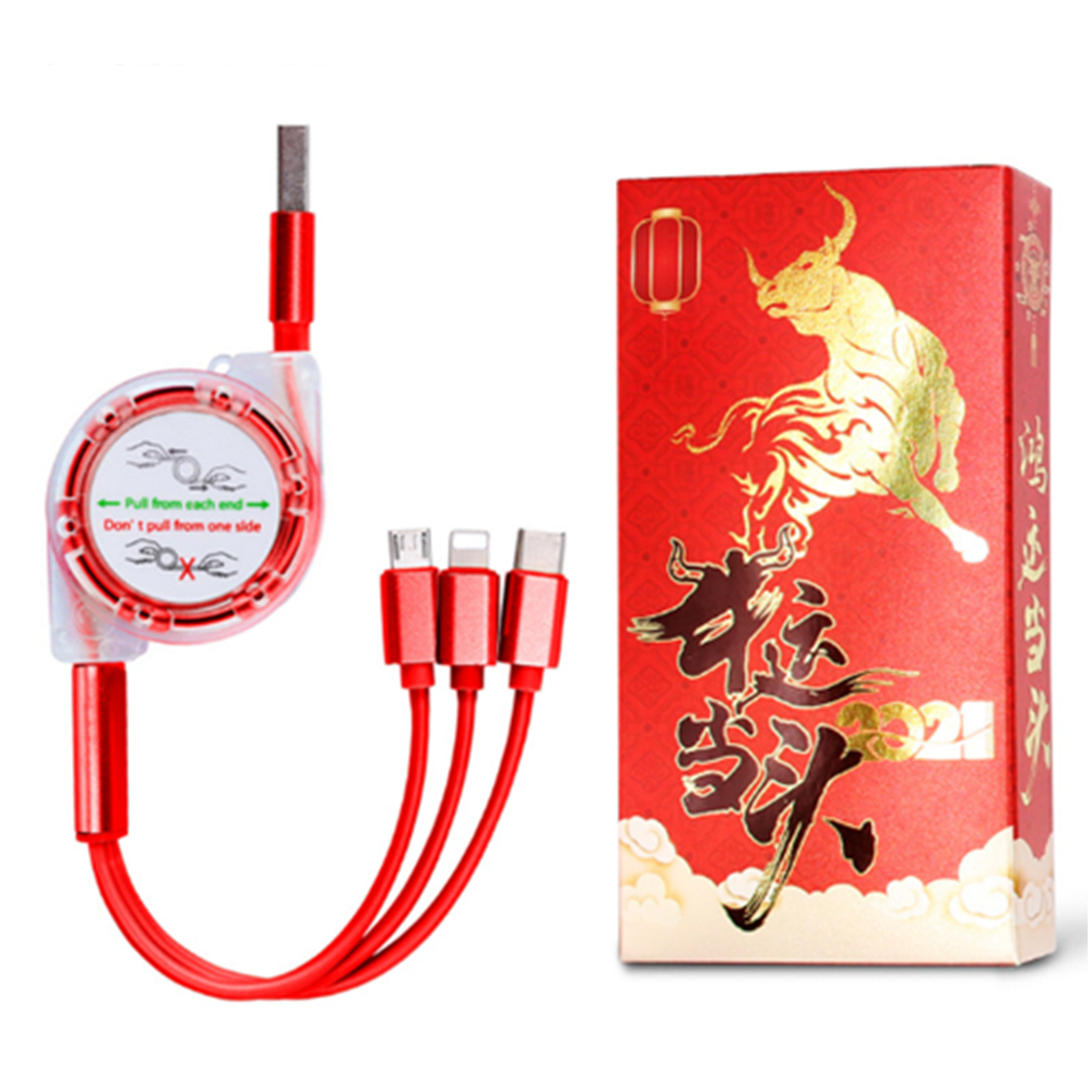 Translucent Retractable 3-in-1 Charging Cable 4