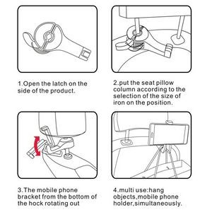 Car Headrest Bag Hanger And Phone Holder With Self Lock Switch 12