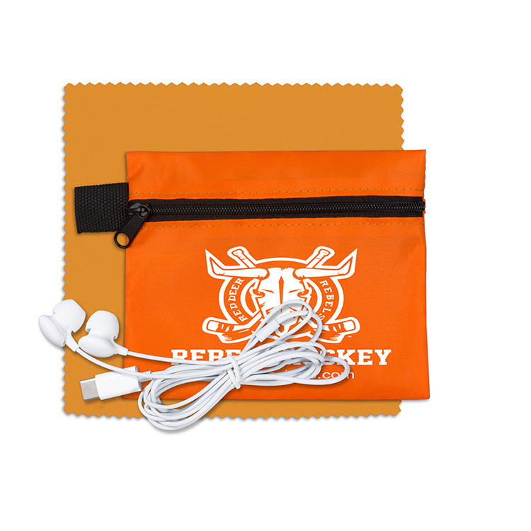 Mobile Tech Earbud Kit with Microfiber Cleaning Cloth In Zipper Pouch 15