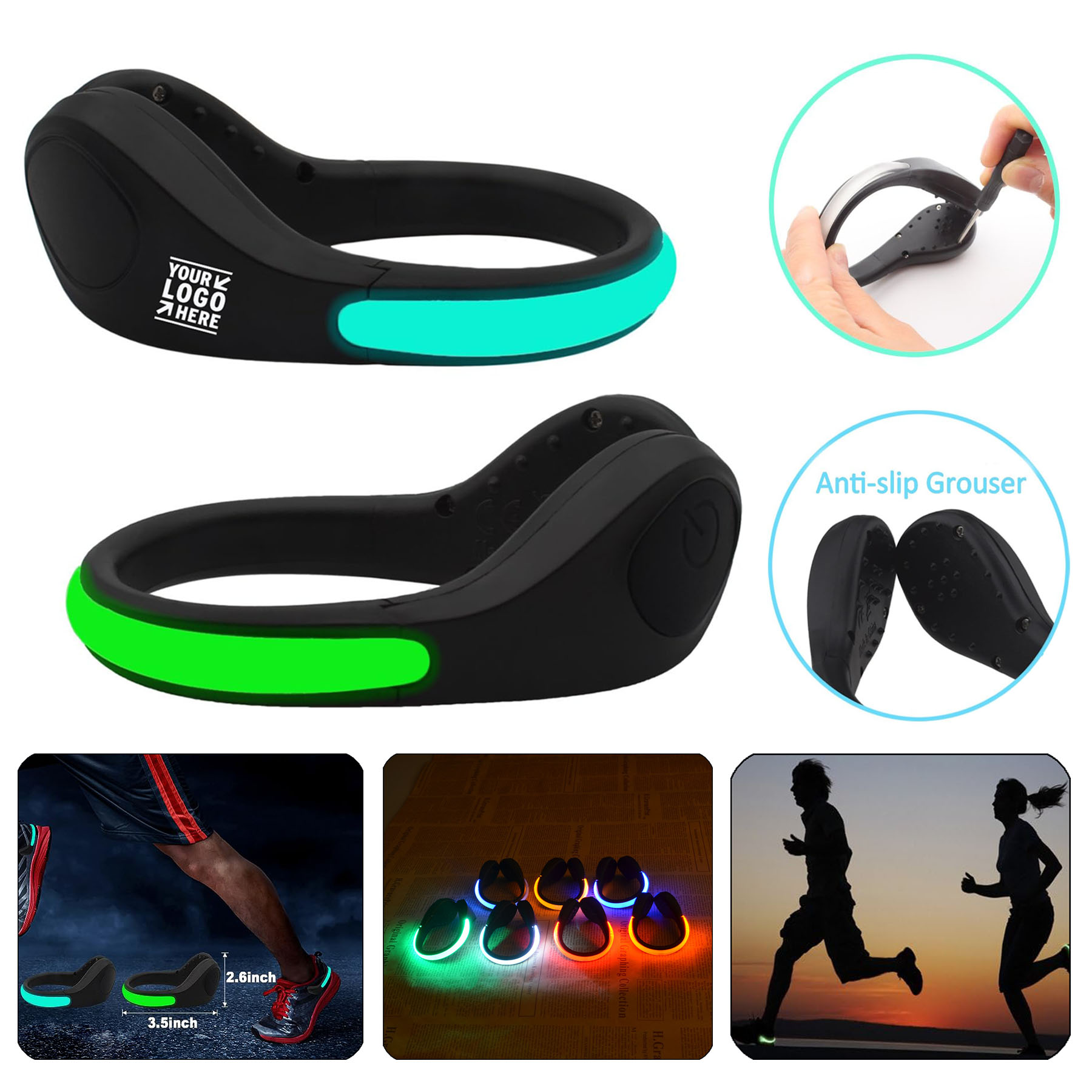 2 Pack Runners Joggers Bikers Walkers Shoe Clip Lights Reflective Safety Night Running Gear