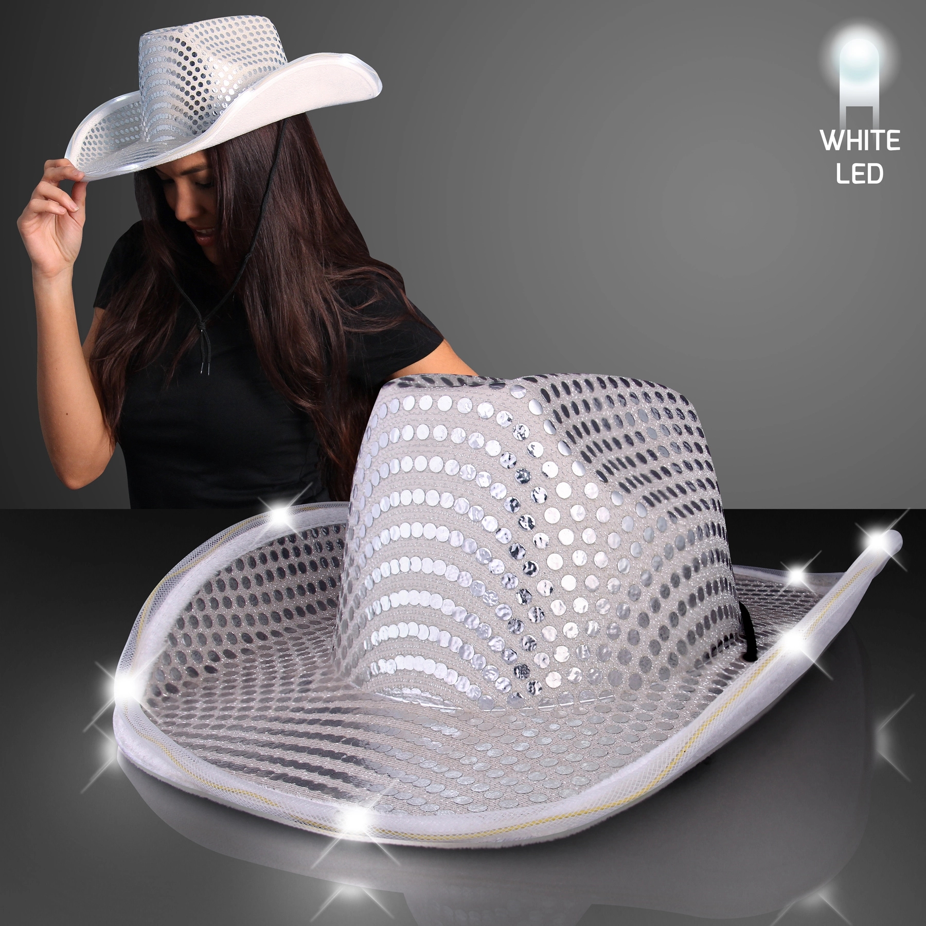 Sequin Cowboy Hat with Black Band 19