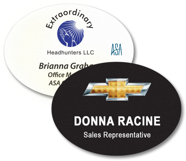 The Ares full color name badge 1.5"x3" Oval 3