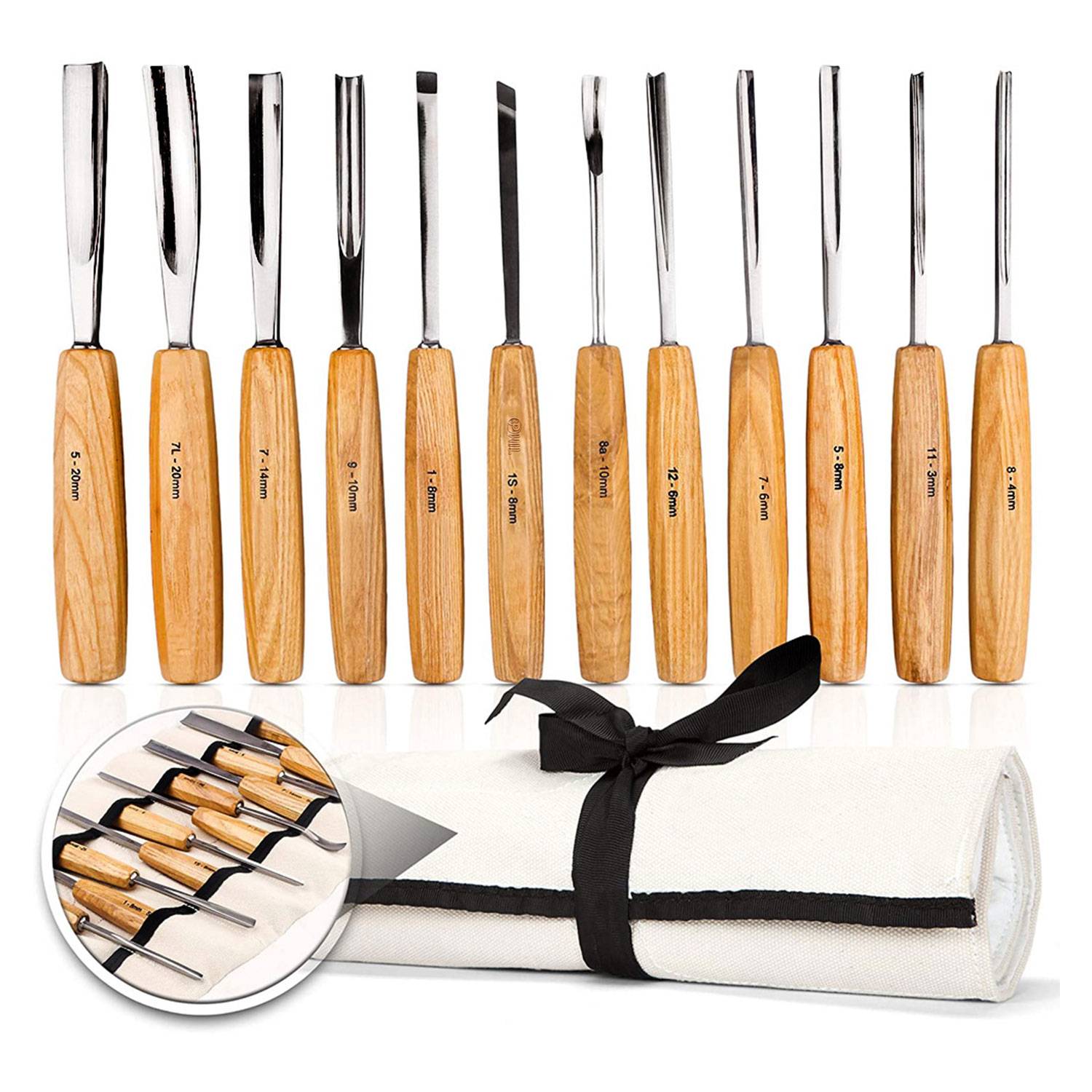12 Pieces Wooden Handle Woodworking Knife Kit