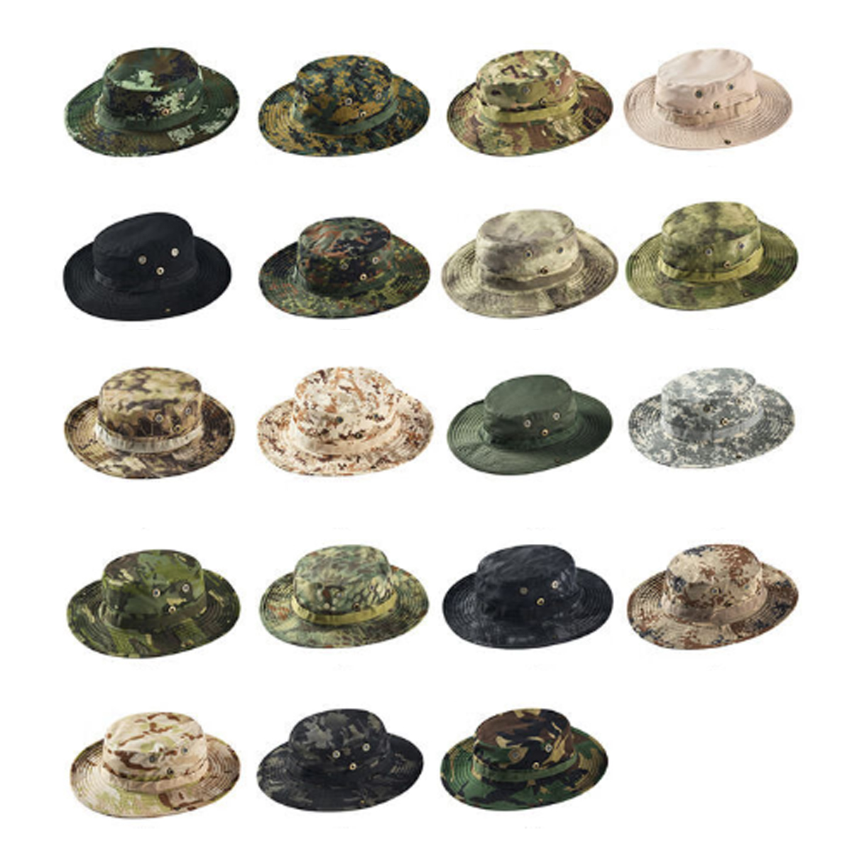 Wide Brim Camo Boonie Hat with Eyelets for Outdoors 1