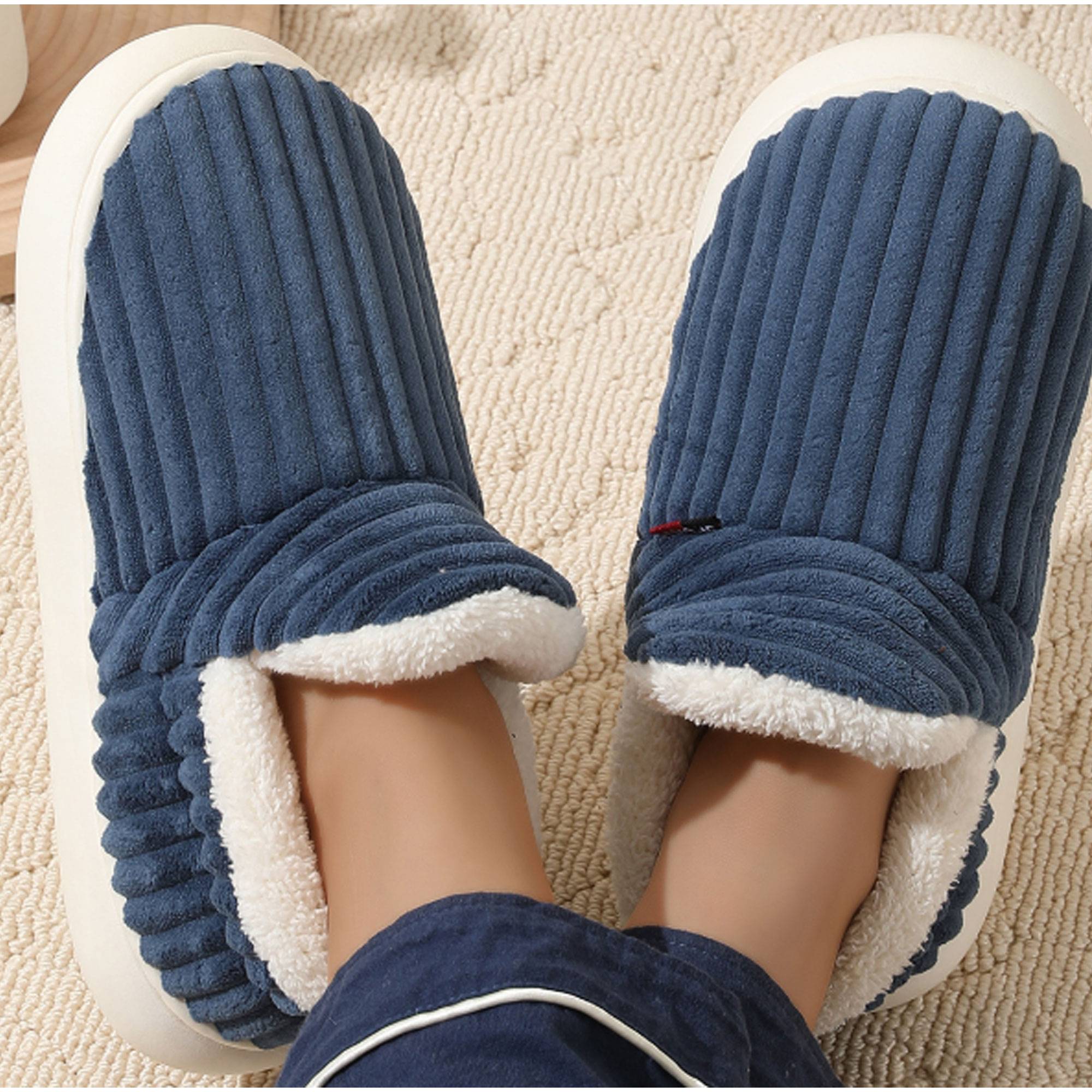 High Back Cotton Slippers w/ PVC Sole 9