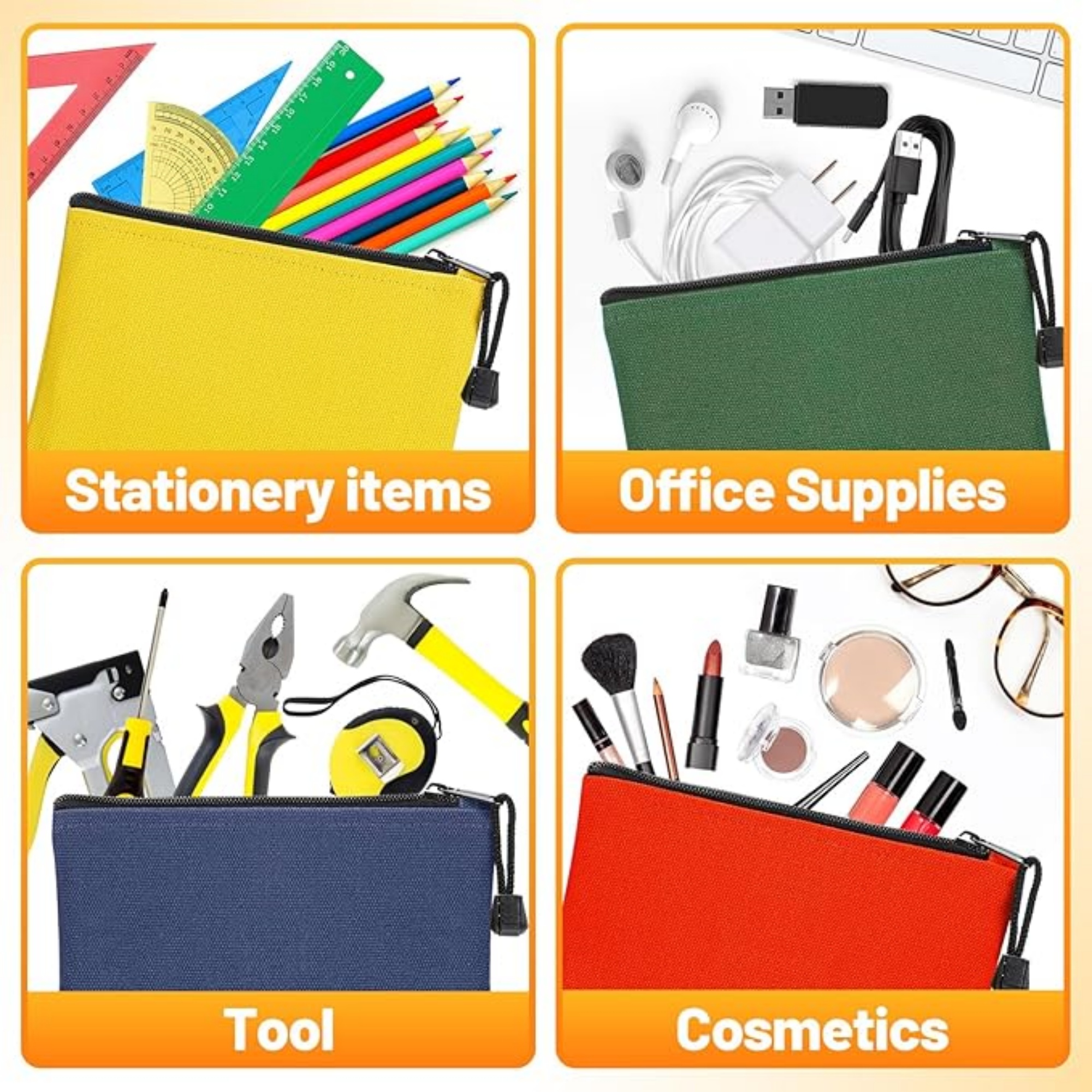 Multi-Purpose Canvas Pencil Pouch Travel Makeup Bag 8