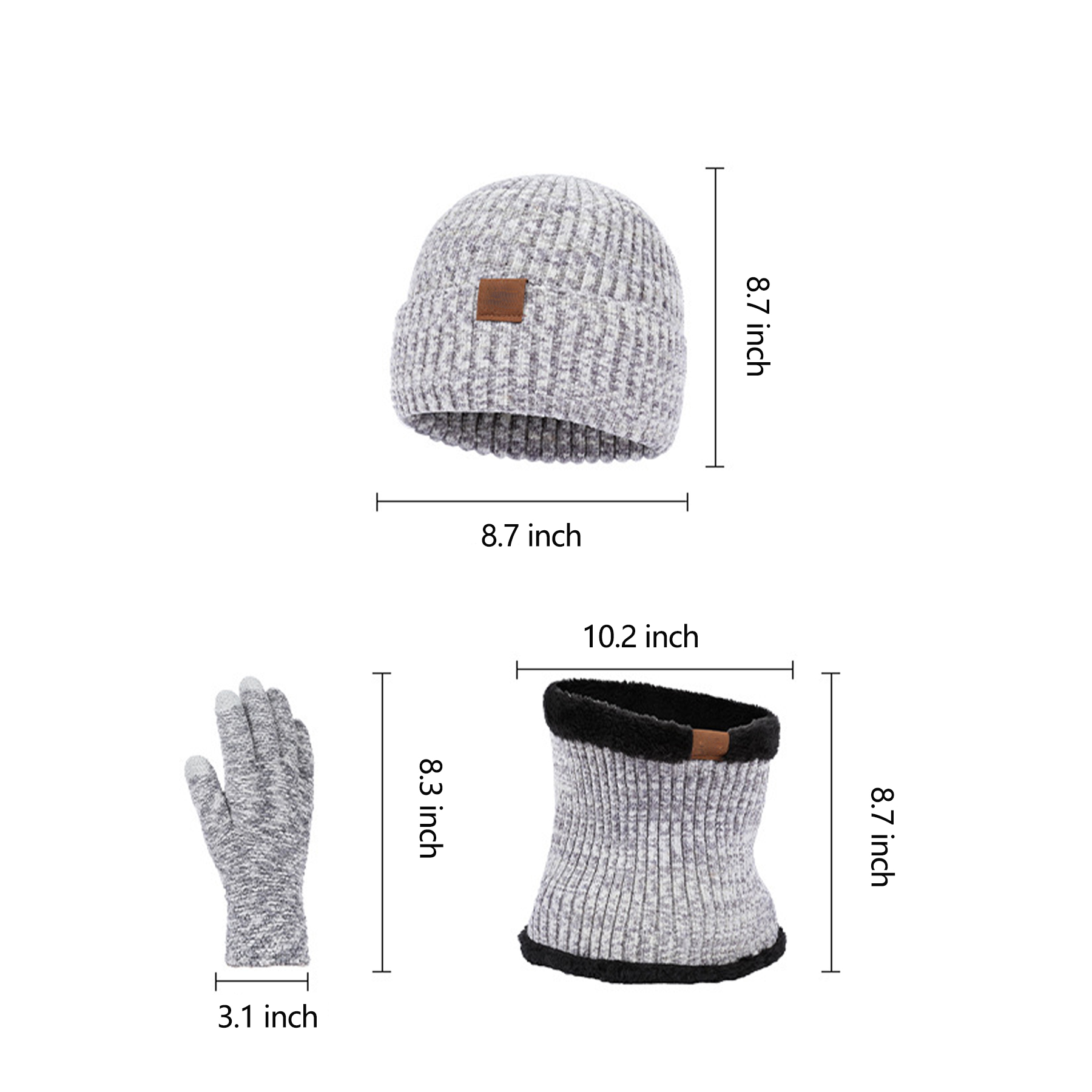 Winter Slouchy Beanie Knit Cap Touch Screen Gloves Scarves 6