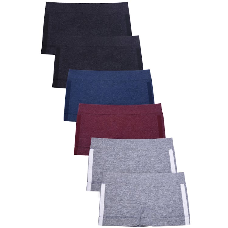 Girls' Seamless Boyshort Panties - Medium 4 Heathered Colors 2