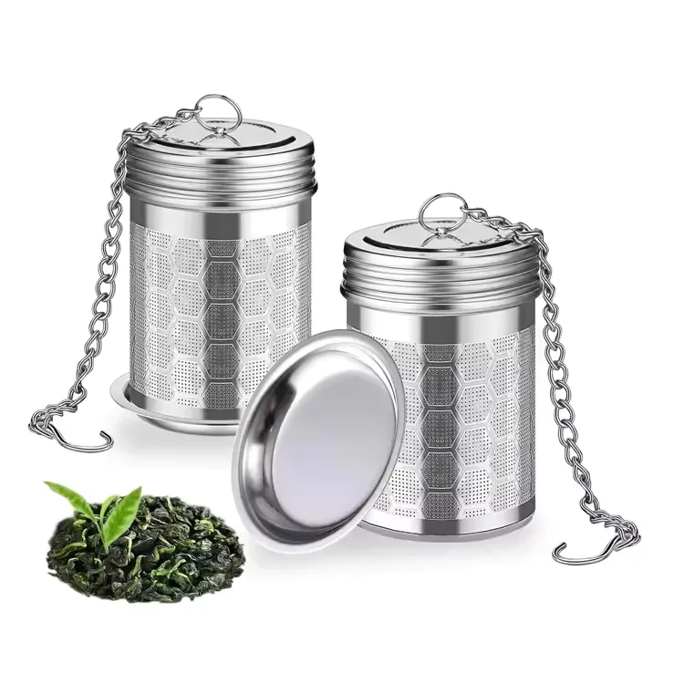 304 Stainless Steel Threaded Lid Loose Leaf Tea Steeper 4
