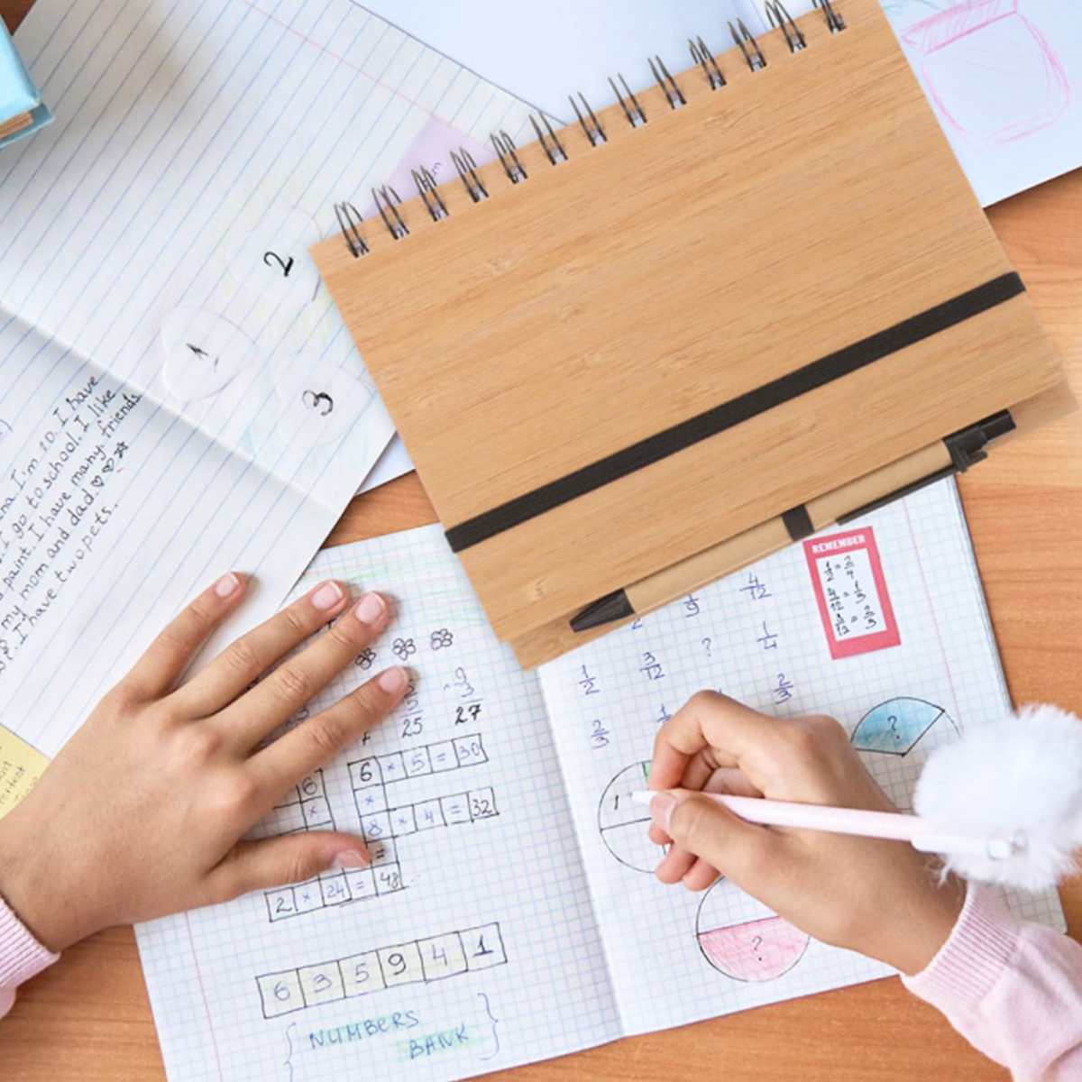 A5 Eco-Friendly Bamboo Notebook with Spiral Binding & Pen 3
