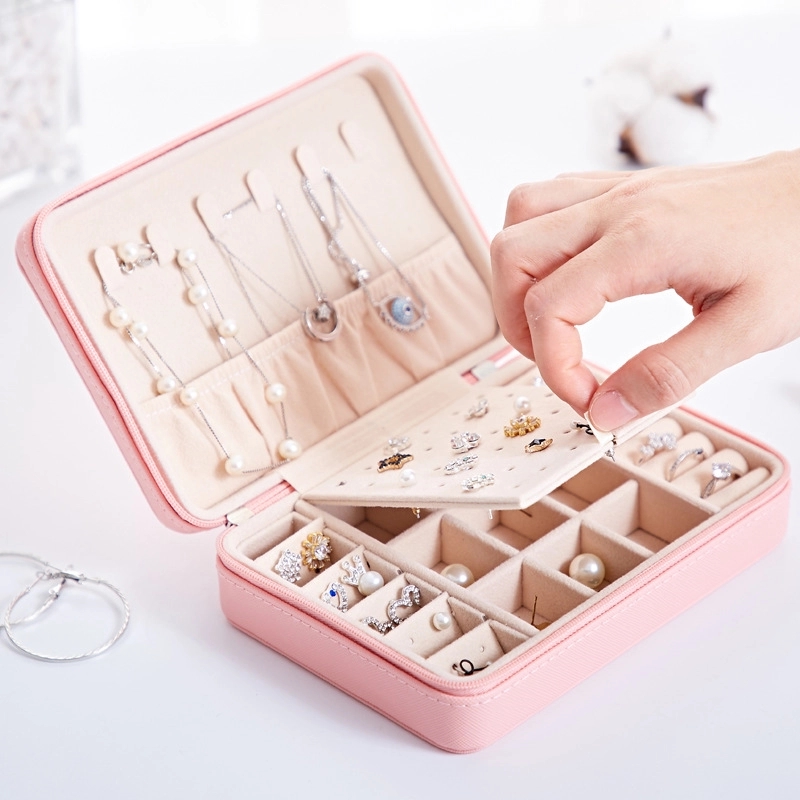 Portable Travel Jewelry Organizer Box with Mirror / Hook 12