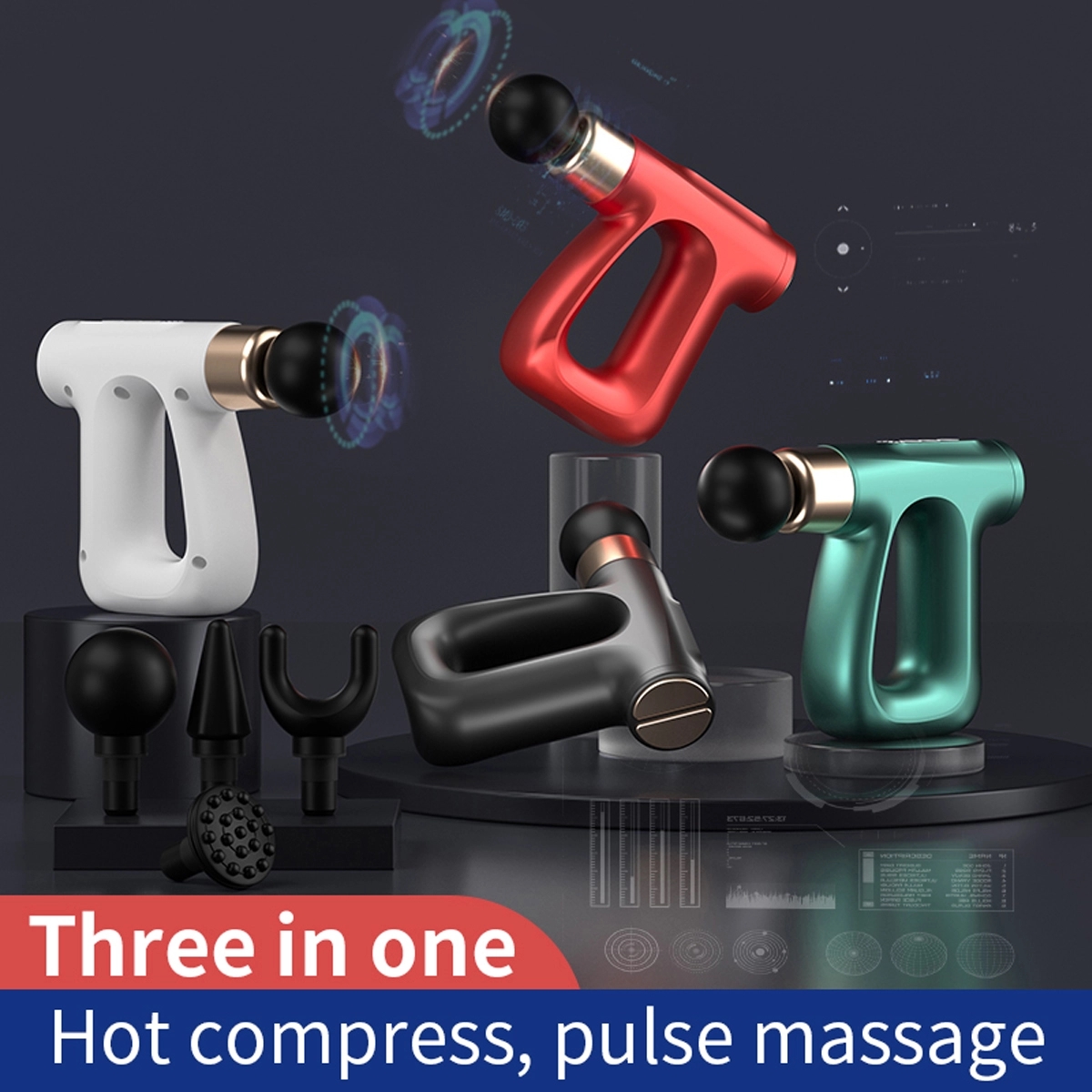 3 In 1 Hot Compress Pulse Massage Professional Fascia Gun 4