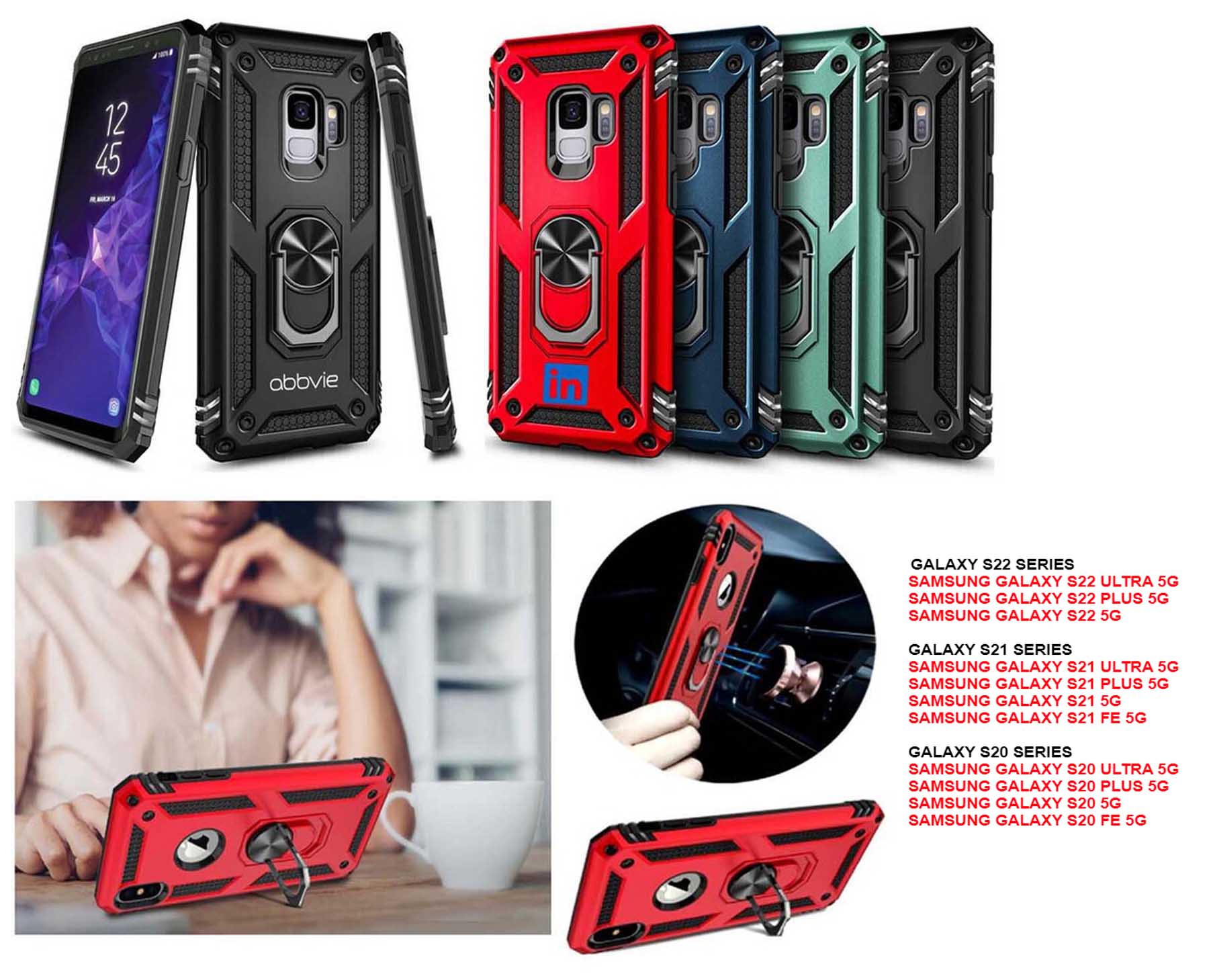 iBank ® Galaxy Ring Holder Case for S26, S25, S24, S23, S23FE, S23Plus,S23Ultra 1