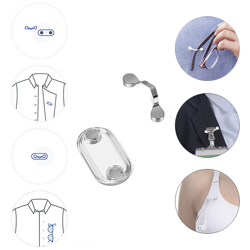 Magnetic Brooch Glasses Clip Work Card Holder Pin 2