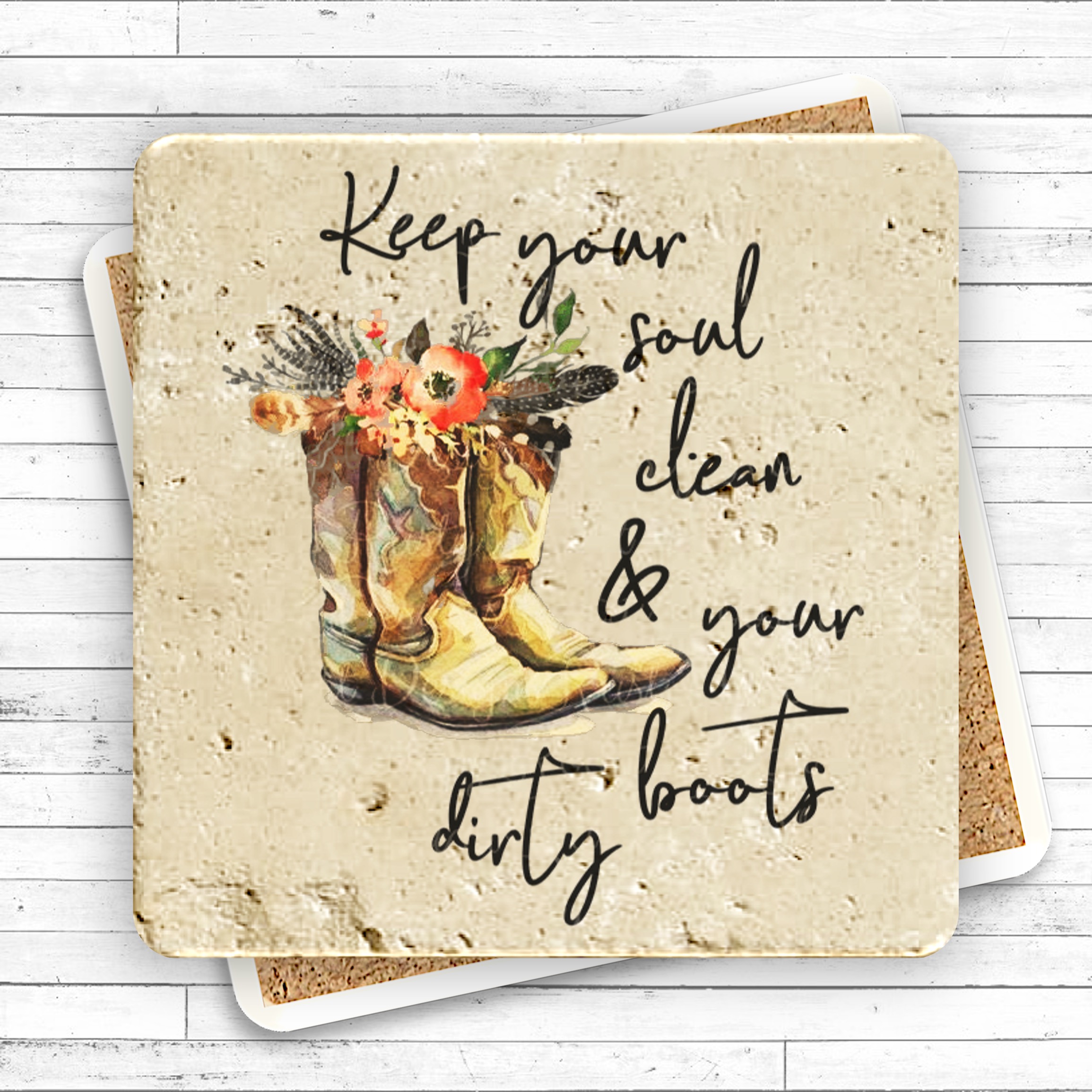 Faux Travertine Printed Square Coaster 5