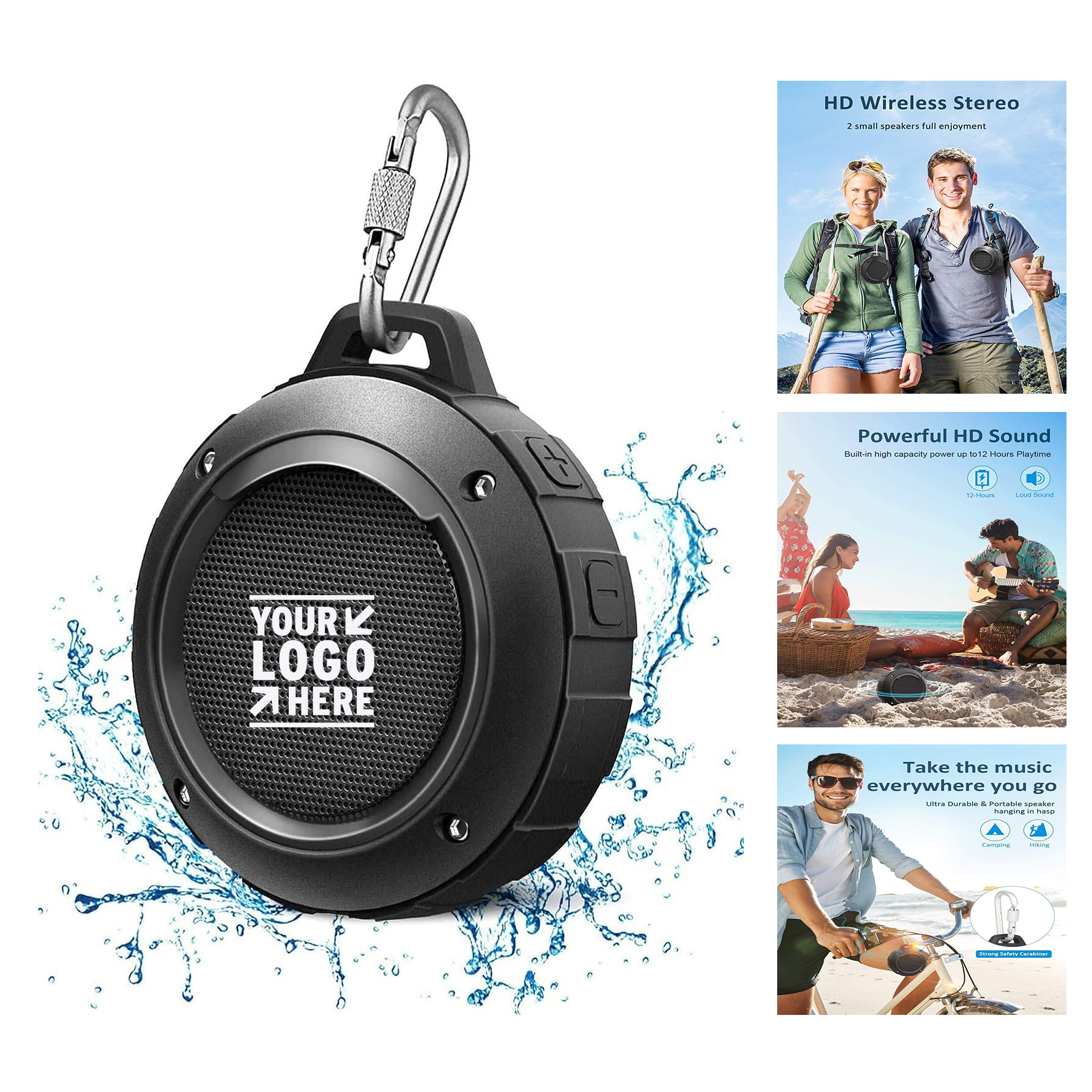 Built in Mic for Sports Outdoor Waterproof Wireless Portable Mini Shower Travel Bluetooth Speaker
