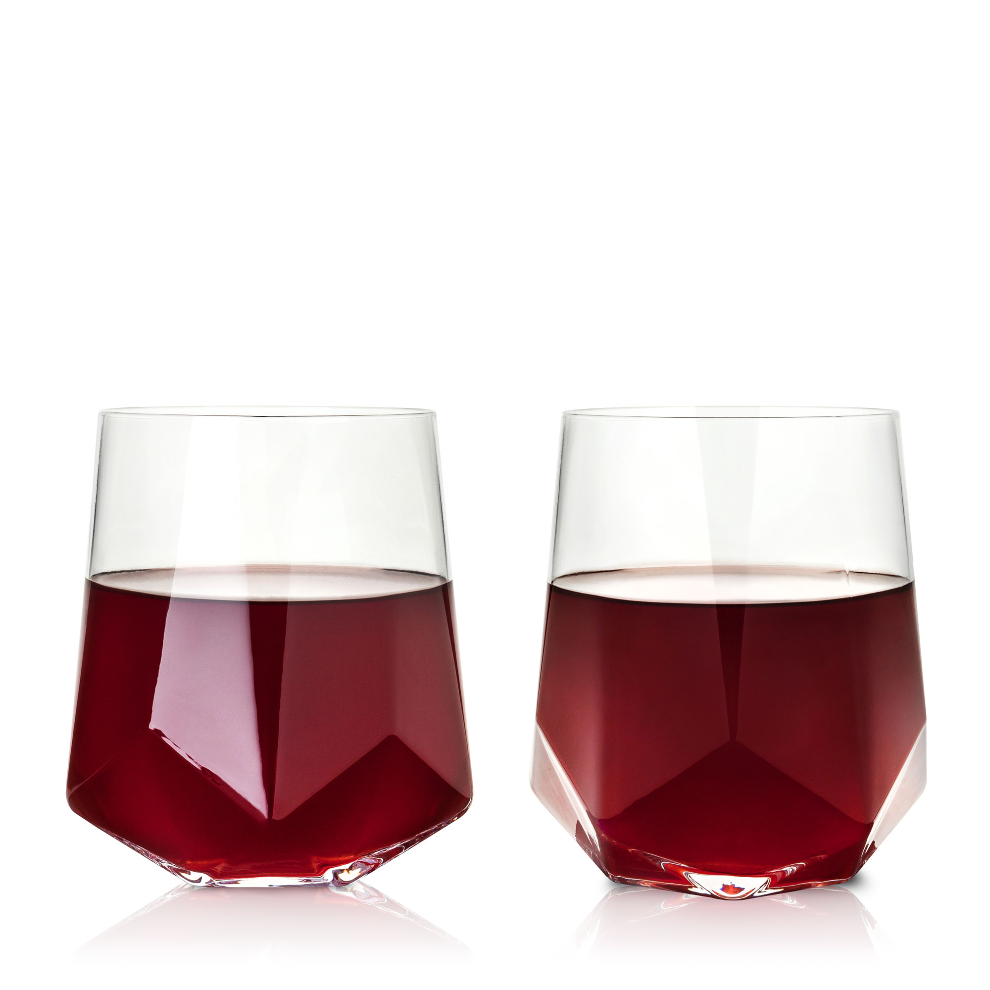 Viski® Faceted Crystal Wine Glass, set of 2 1